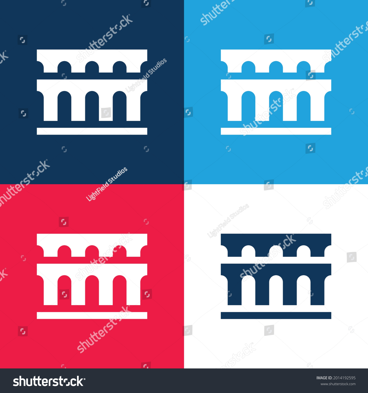 SVG of Aqueduct blue and red four color minimal icon set svg