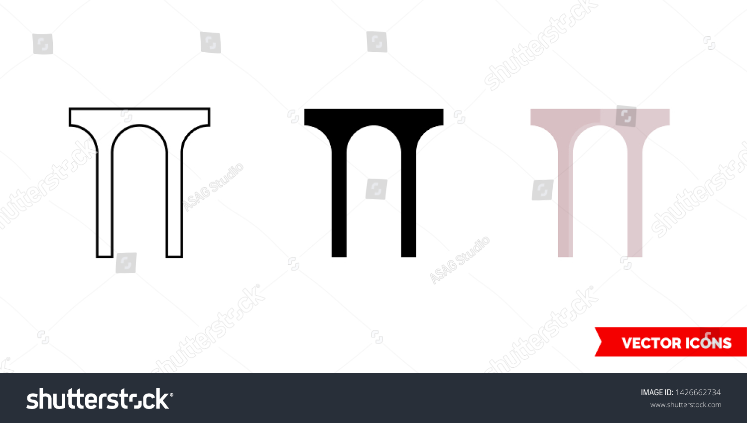 SVG of Aqueduct icon of 3 types: color, black and white, outline. Isolated vector sign symbol. svg
