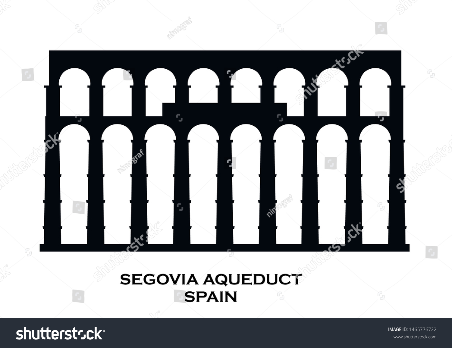 SVG of Aqueduct of Segovia, Spain vector icon.  Roman Aqueduct  vector building. National symbol of Spain. Illustration EPS.  svg