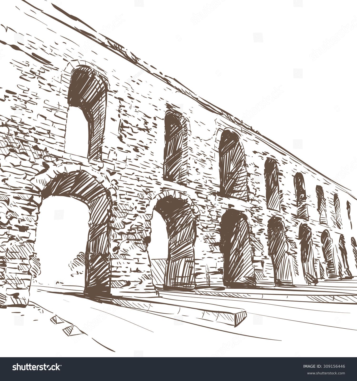 SVG of Aqueduct of Valens. Turkey. Hand drawn. Vector illustration svg