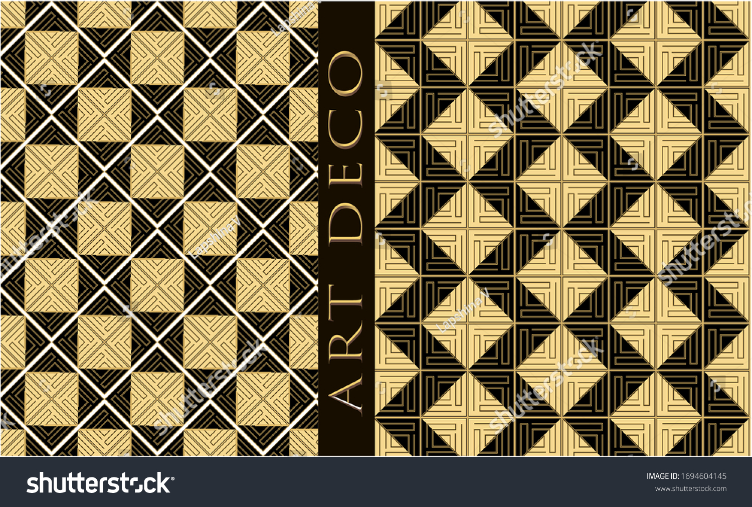 Ar Deco Patterns Gold Squares Triangles Stock Vector Royalty Free