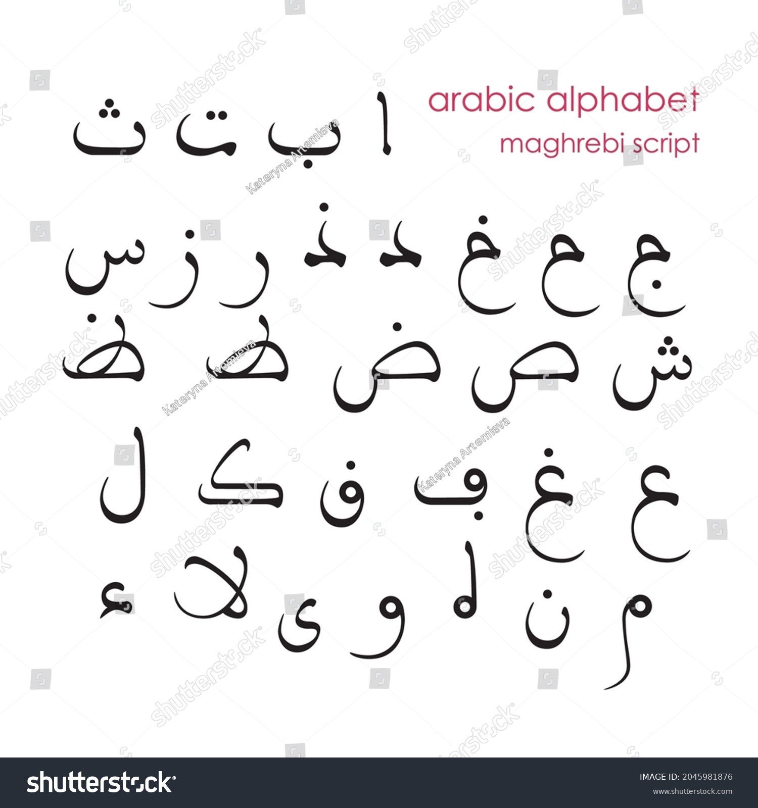 Arab Alphabet Maghrebi Style Maroccan Arabic Stock Vector (royalty Free 