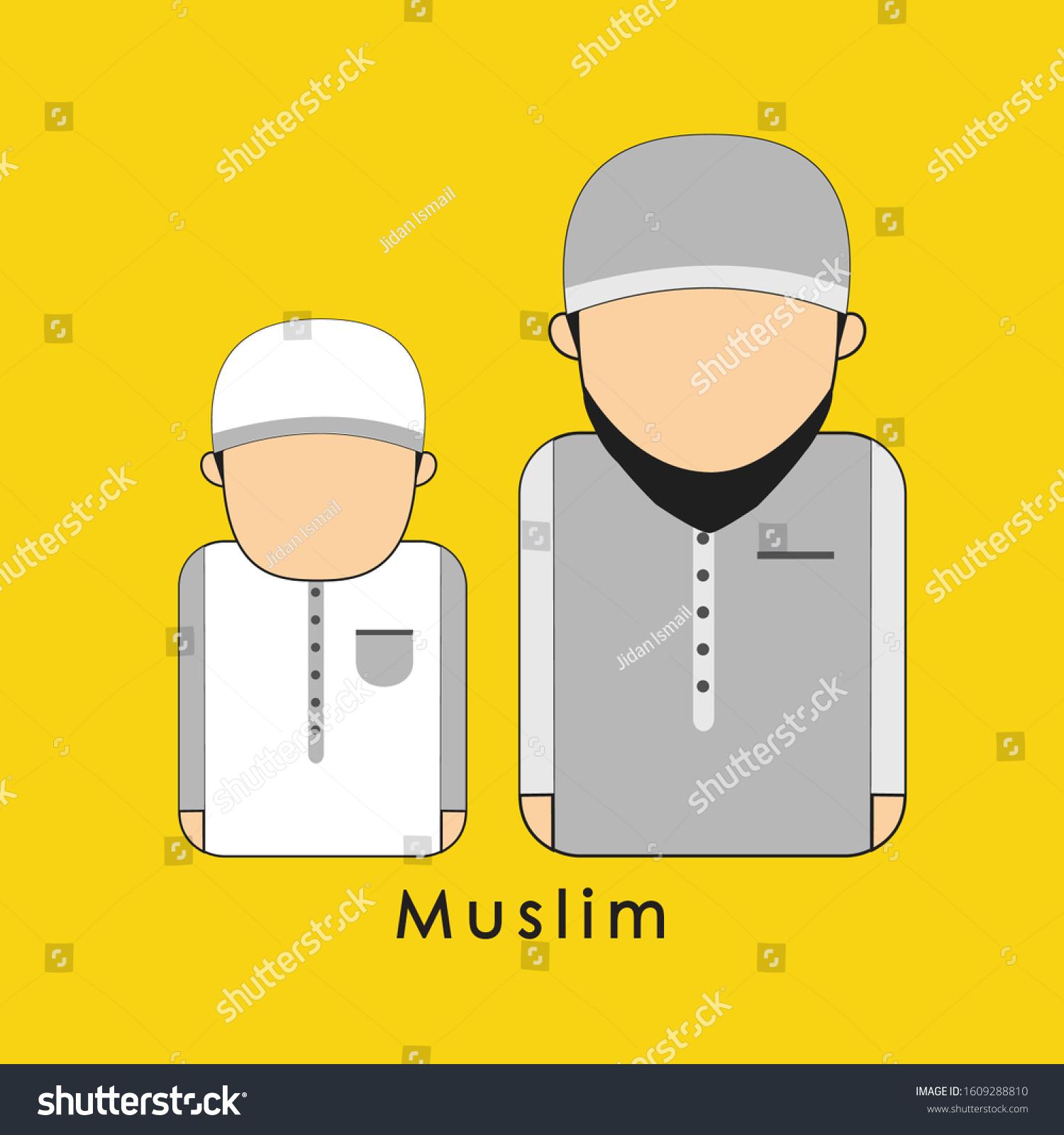 Arab Avatars Islam Muslim Portraits Male Stock Vector (Royalty Free ...