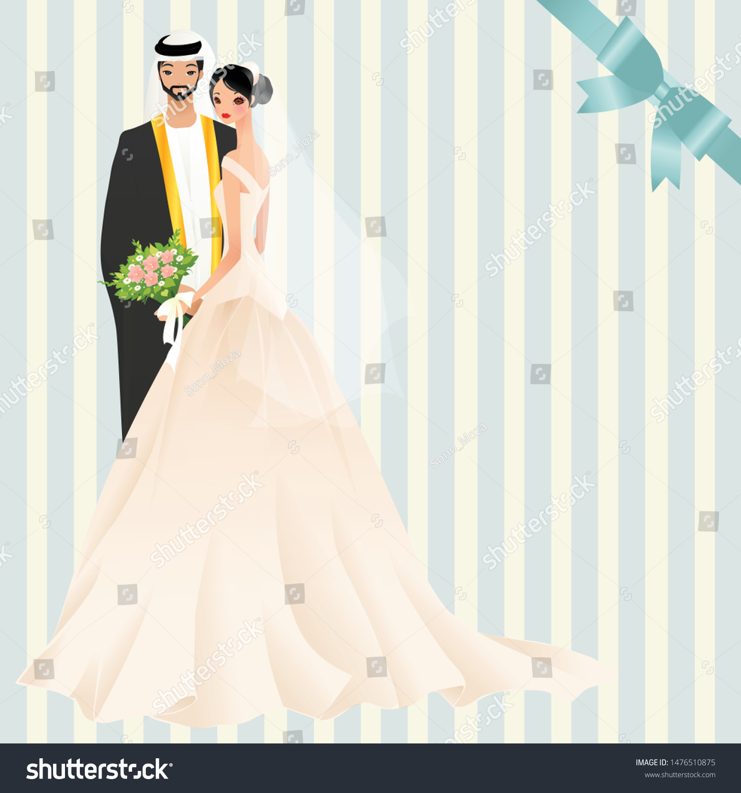 Arab Bride Groom Cartoon Anime Theme Stock Vector Royalty Free