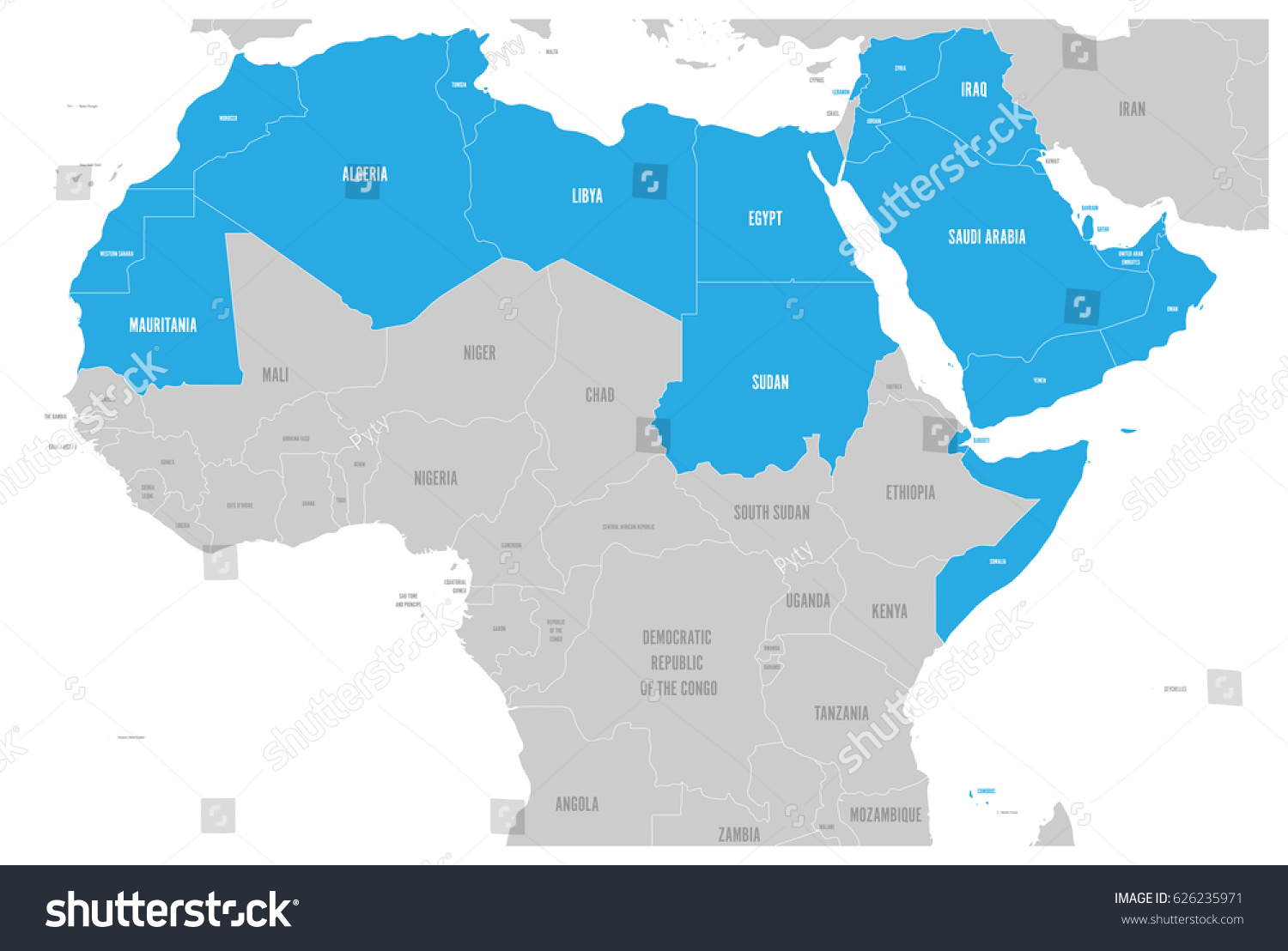 Arab World Map Vector Arab World States Political Map Higlighted Stock Vector (Royalty Free)  626235971 | Shutterstock