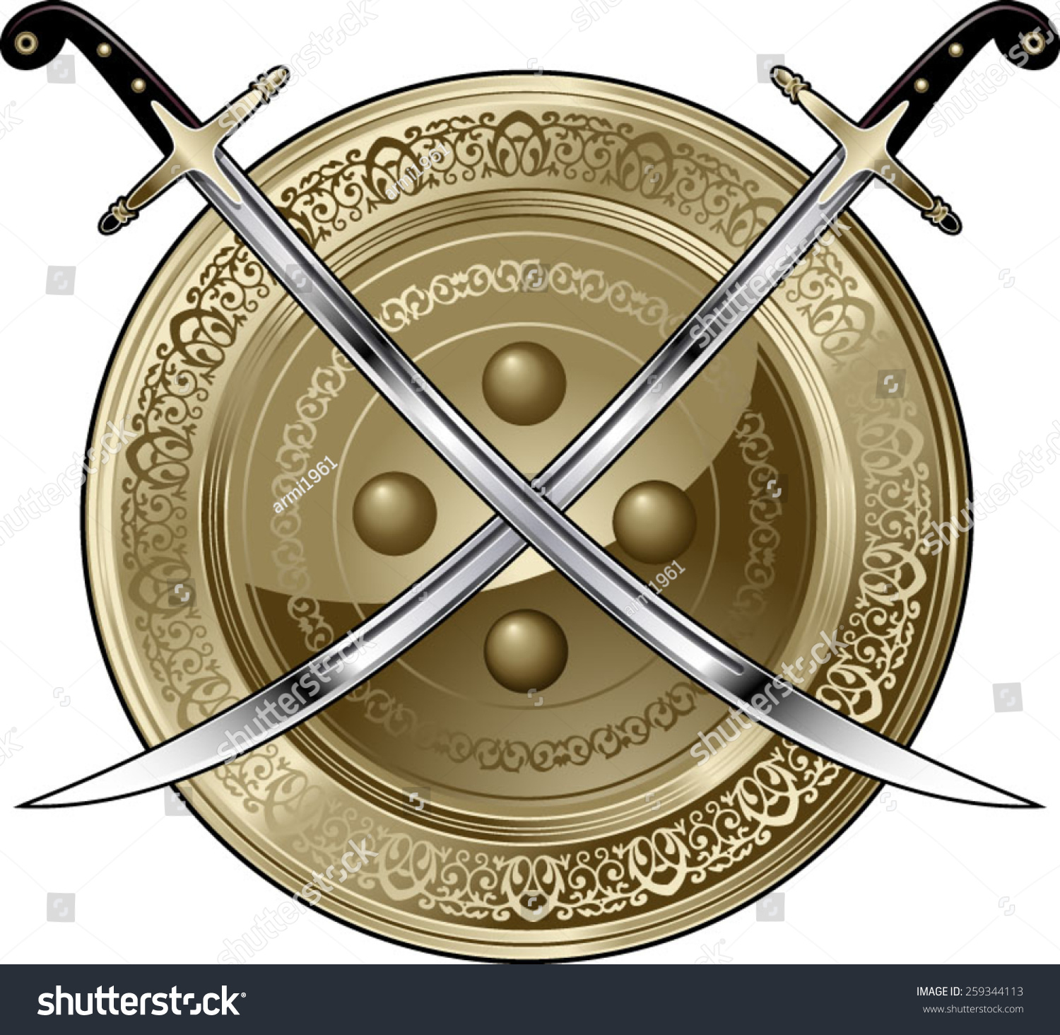 Arabian Shield And Crossed Scimitar Swords Stock Vector Illustration ...