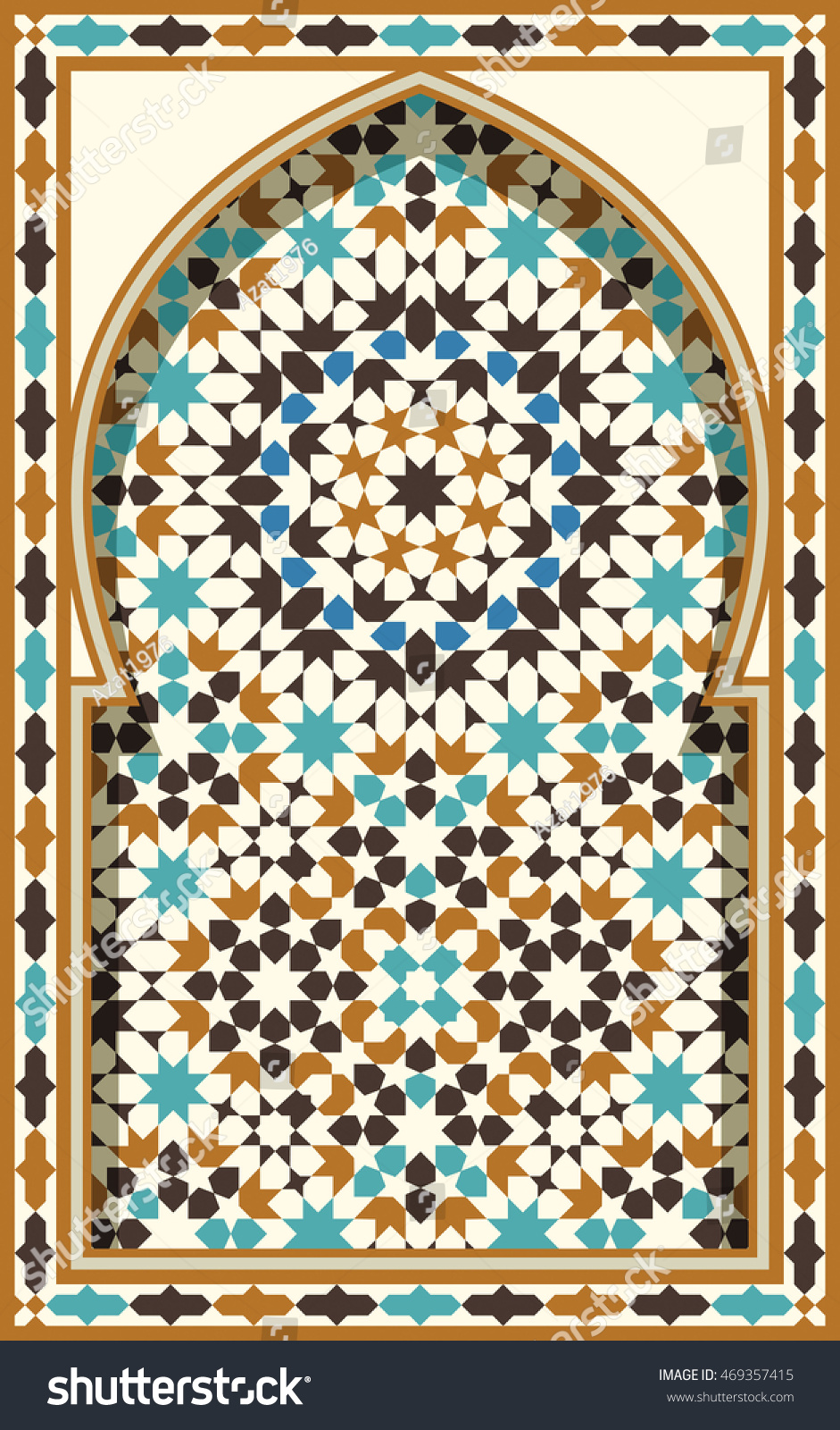 Arabic Arch Traditional Islamic  Background Mosque Stock 