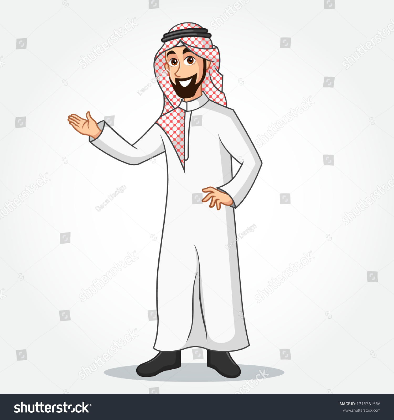 Arabic Businessman Cartoon Character Traditional Clothes Stock Vector ...