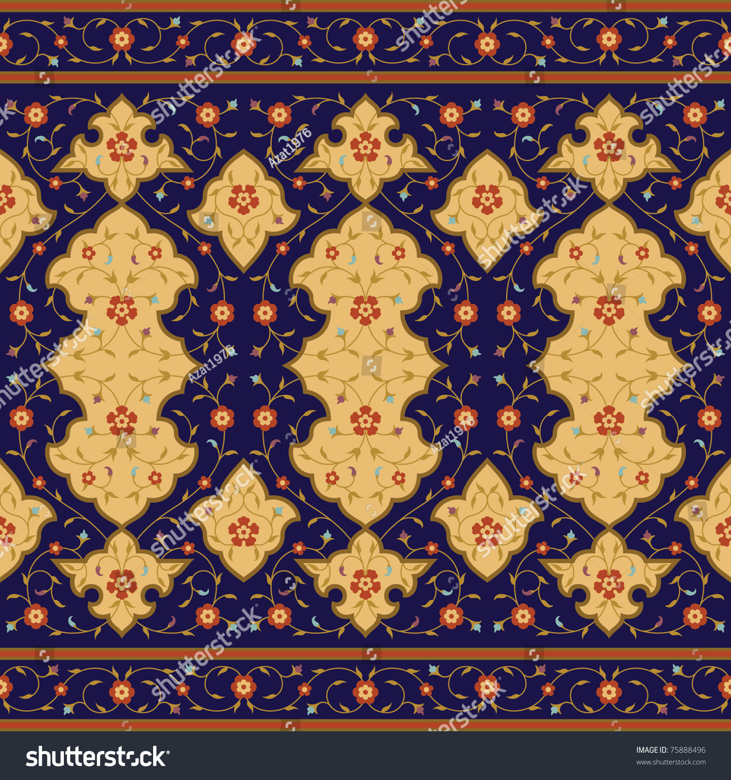 Arabic Floral Seamless Border Traditional Islamic Stock Vector (Royalty ...