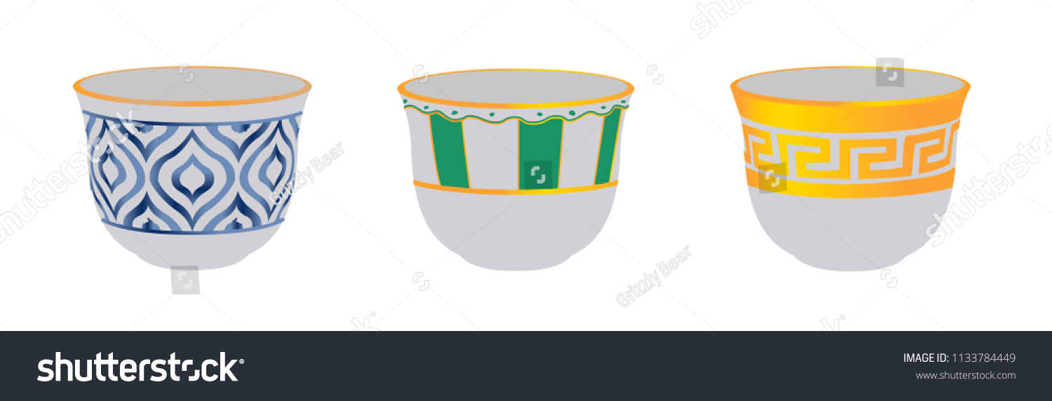 SVG of Arabic, Lebanese, Turkish Coffee Cup Set - Vector Illustration Isolsated Icon svg