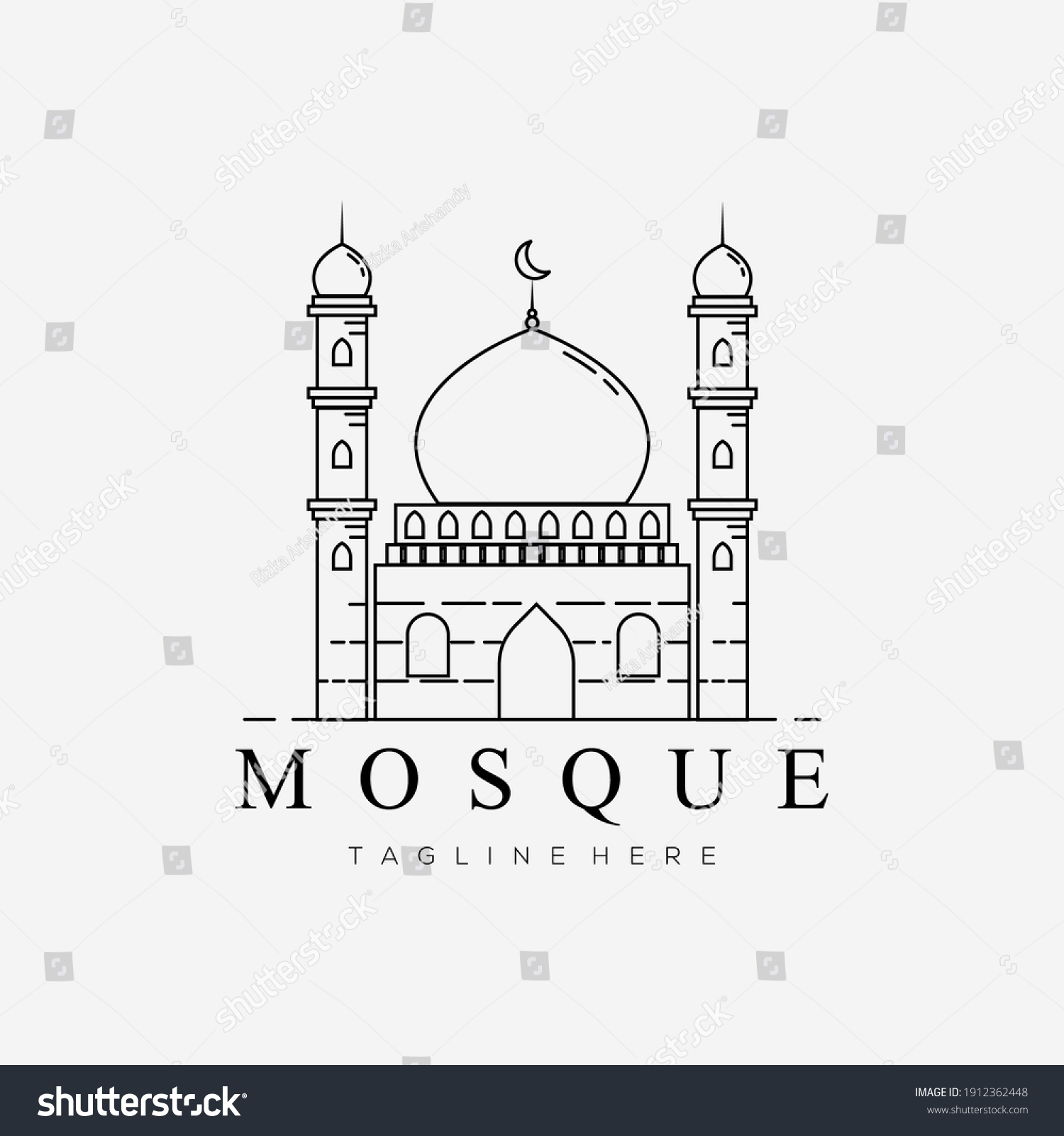 SVG of arabic mosque islamic line art logo vector illustration design svg