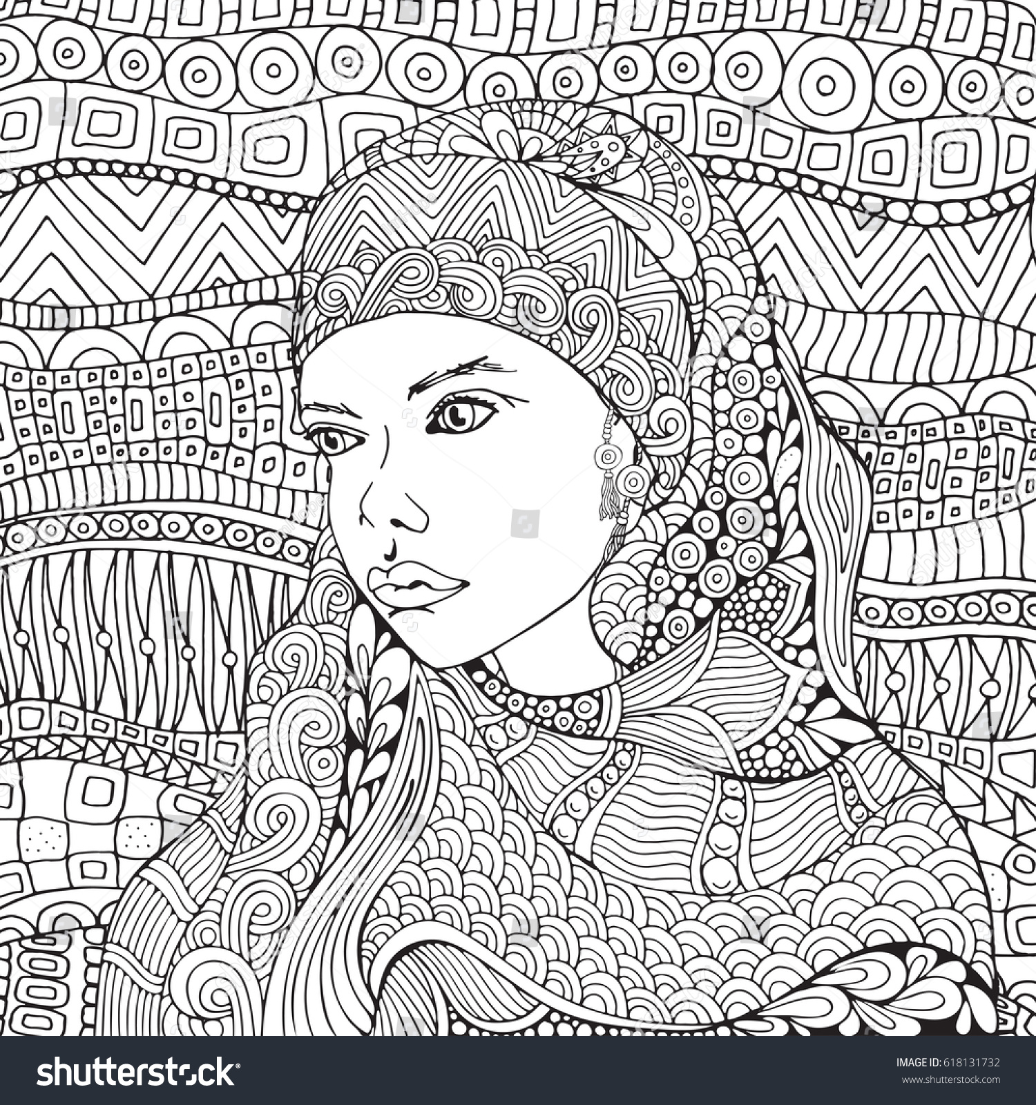 Download Arabic Muslim Woman Hijab Coloring Book Stock Vector 618131732 - Shutterstock