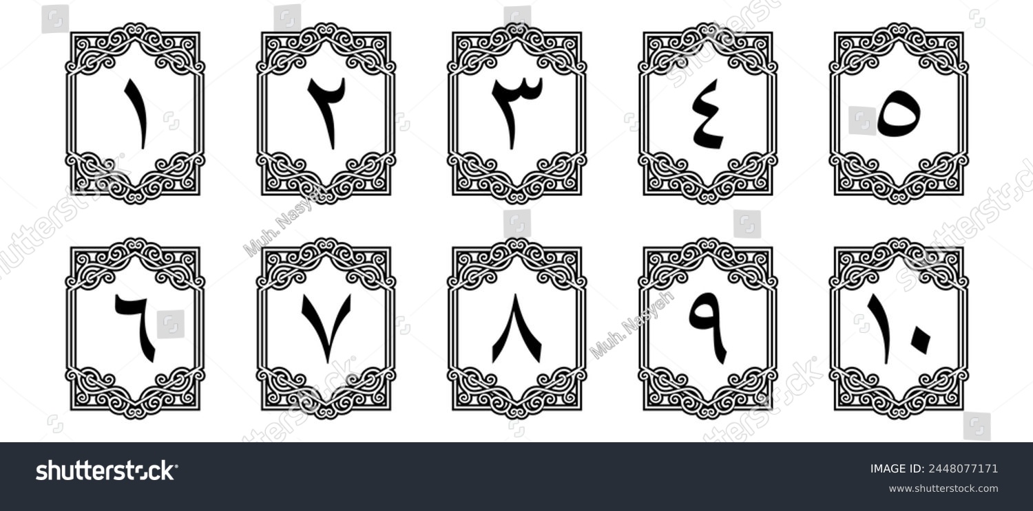 SVG of Arabic numerals with ornaments for book pages of your choice of elegant design. Vector file isolated on a transparent background svg