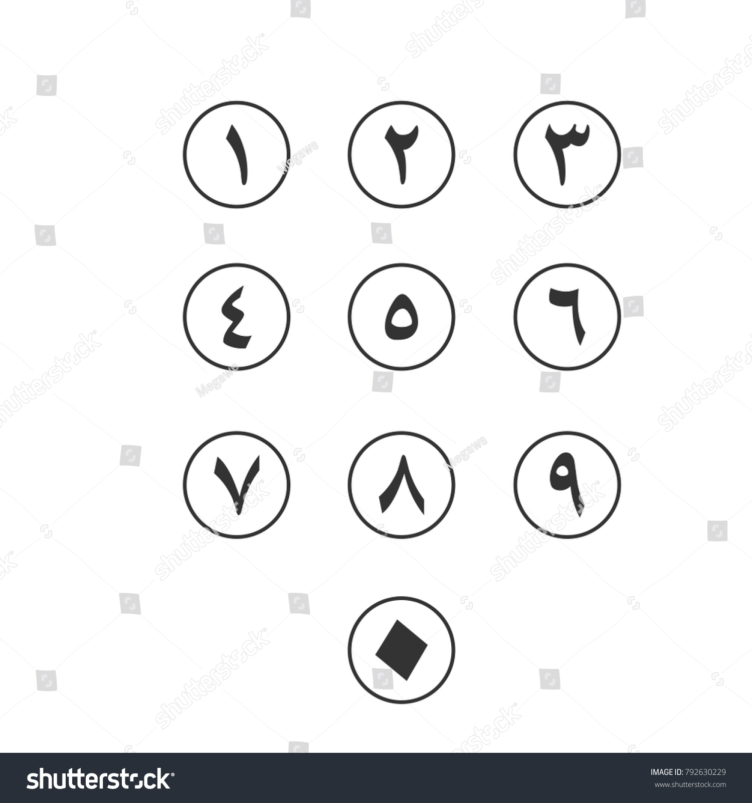 Arabic Set Phone Number Vector Template Stock Vector Royalty Free 792630229