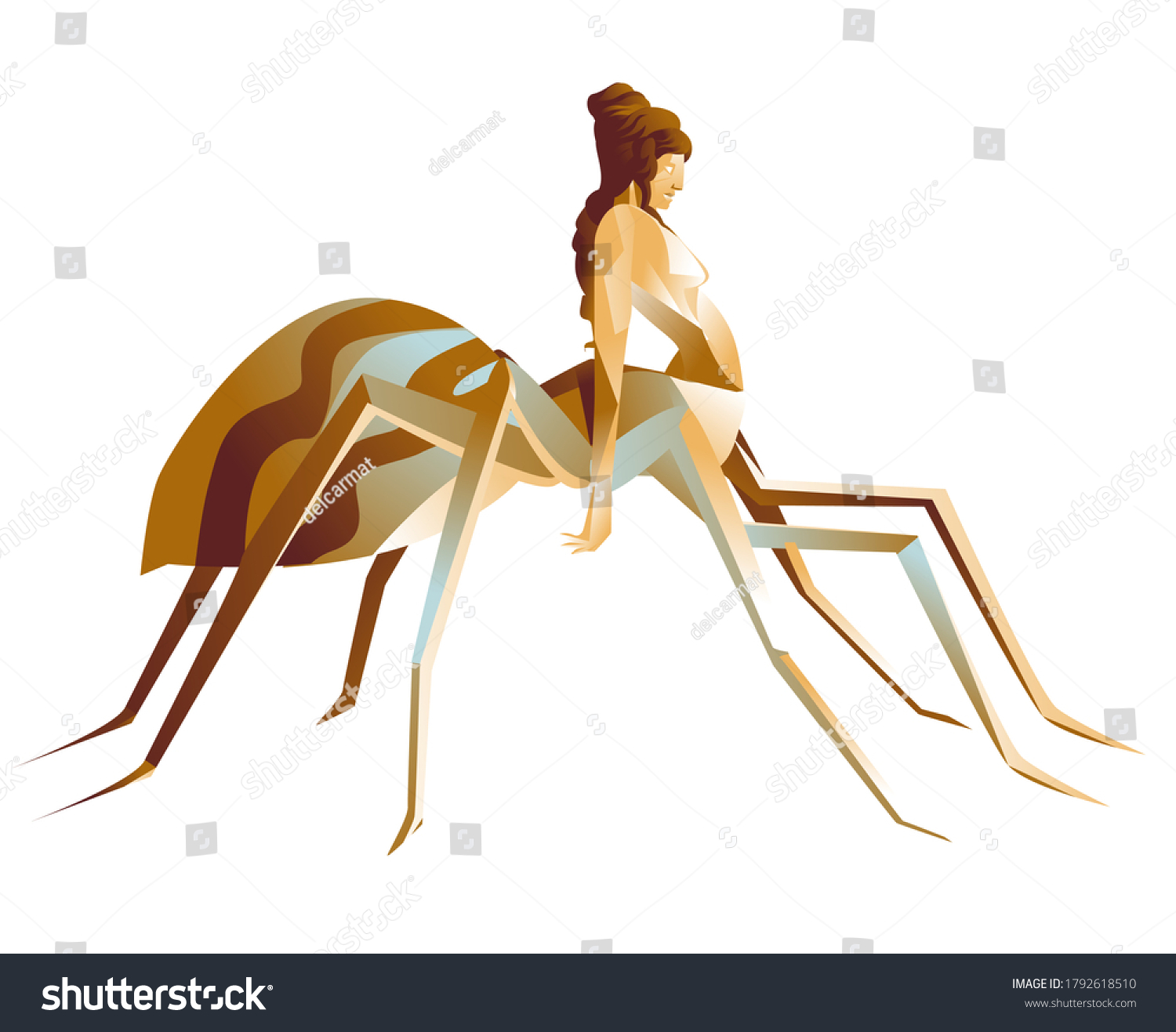 Arachne Greek Spider Mythology Woman Goddess เวกเตอร์สต็อก ปลอดค่าลิขสิทธิ์ 1792618510
