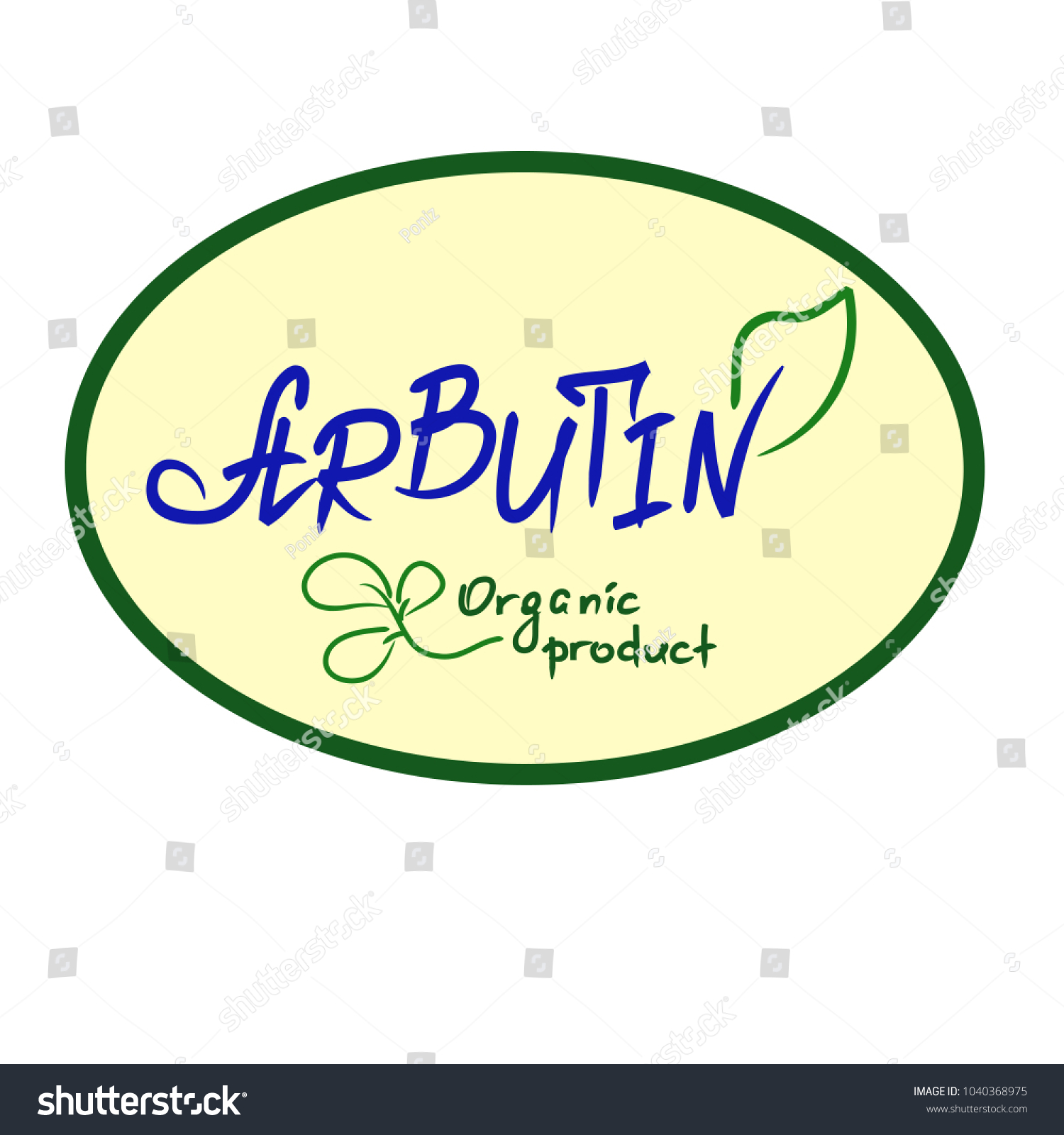 SVG of Arbutin Organic product handwritten name of arbutin. Print for labels, advertising, price tag, brochure, booklet, tablets, cosmetics and cream packaging. Natural vegetable herbal, botanical style, svg