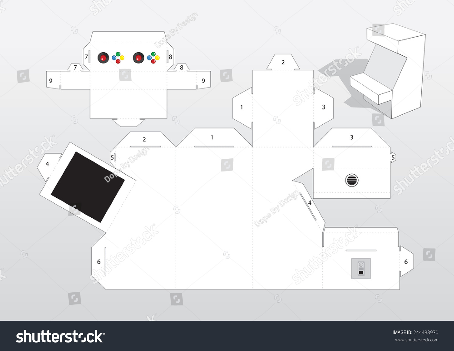 arcade machine template stock vector royalty free 244488970