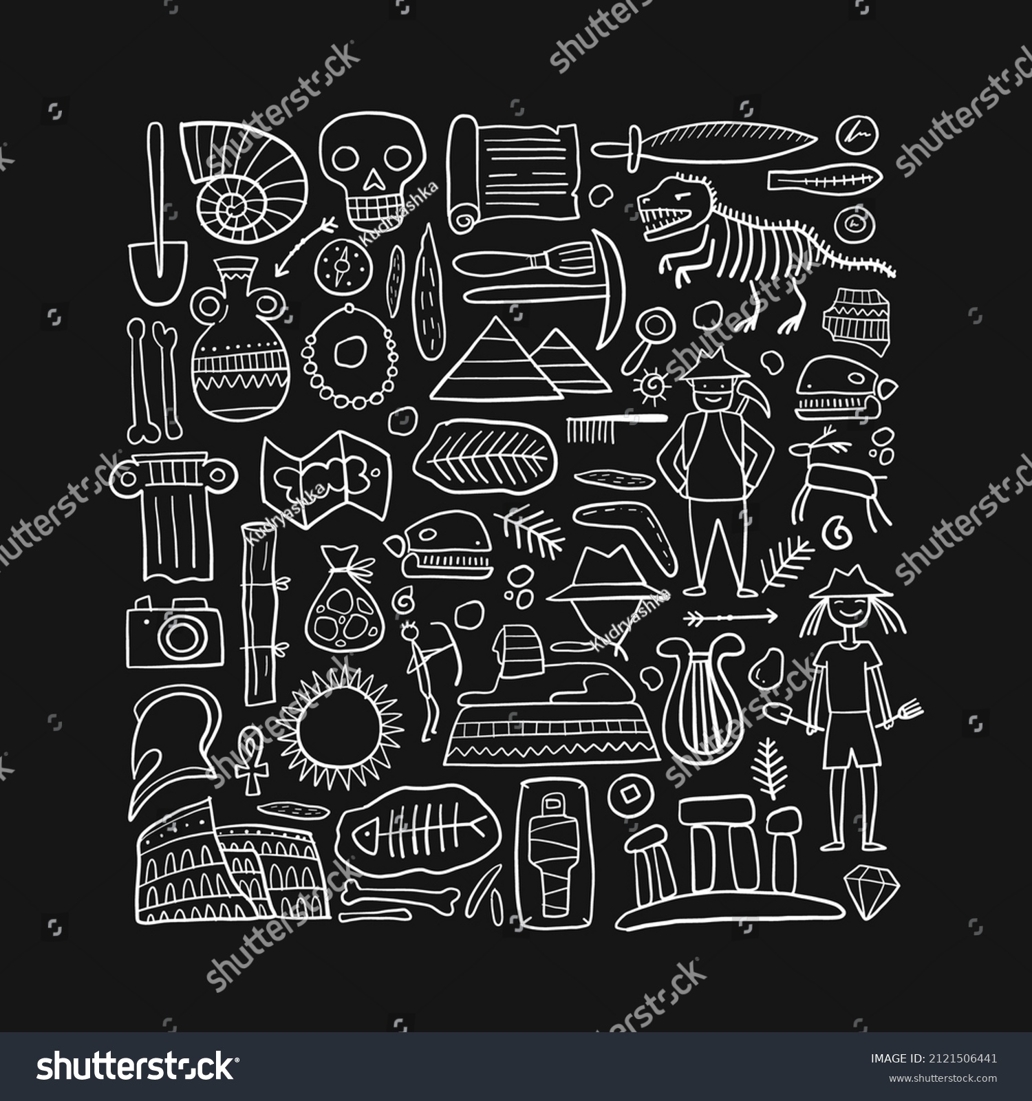 Archeology Ancient History Art Frame Your Stock Vector Royalty Free