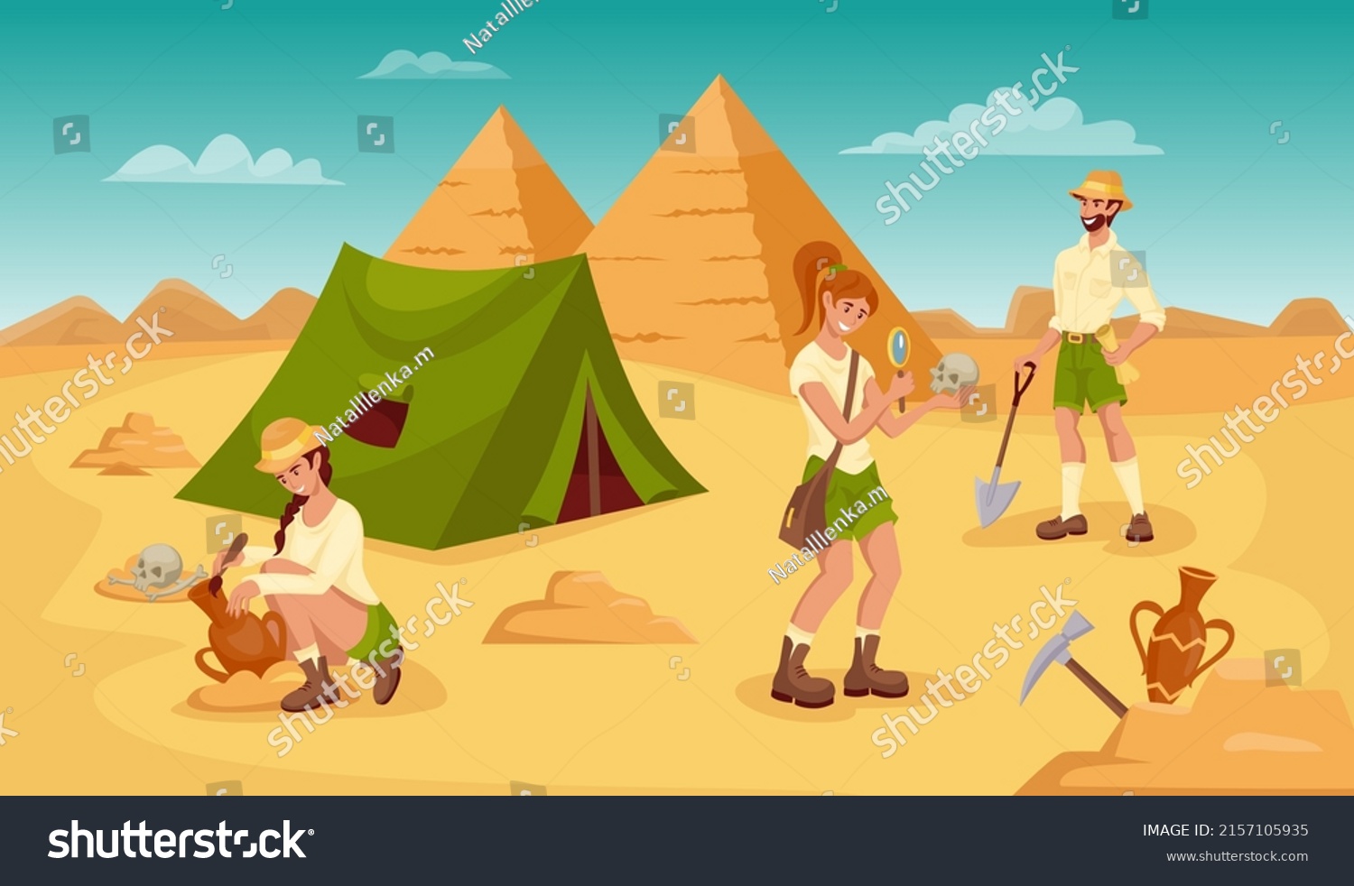 Archeology Background Education Dig History Paleontology Stock Vector ...