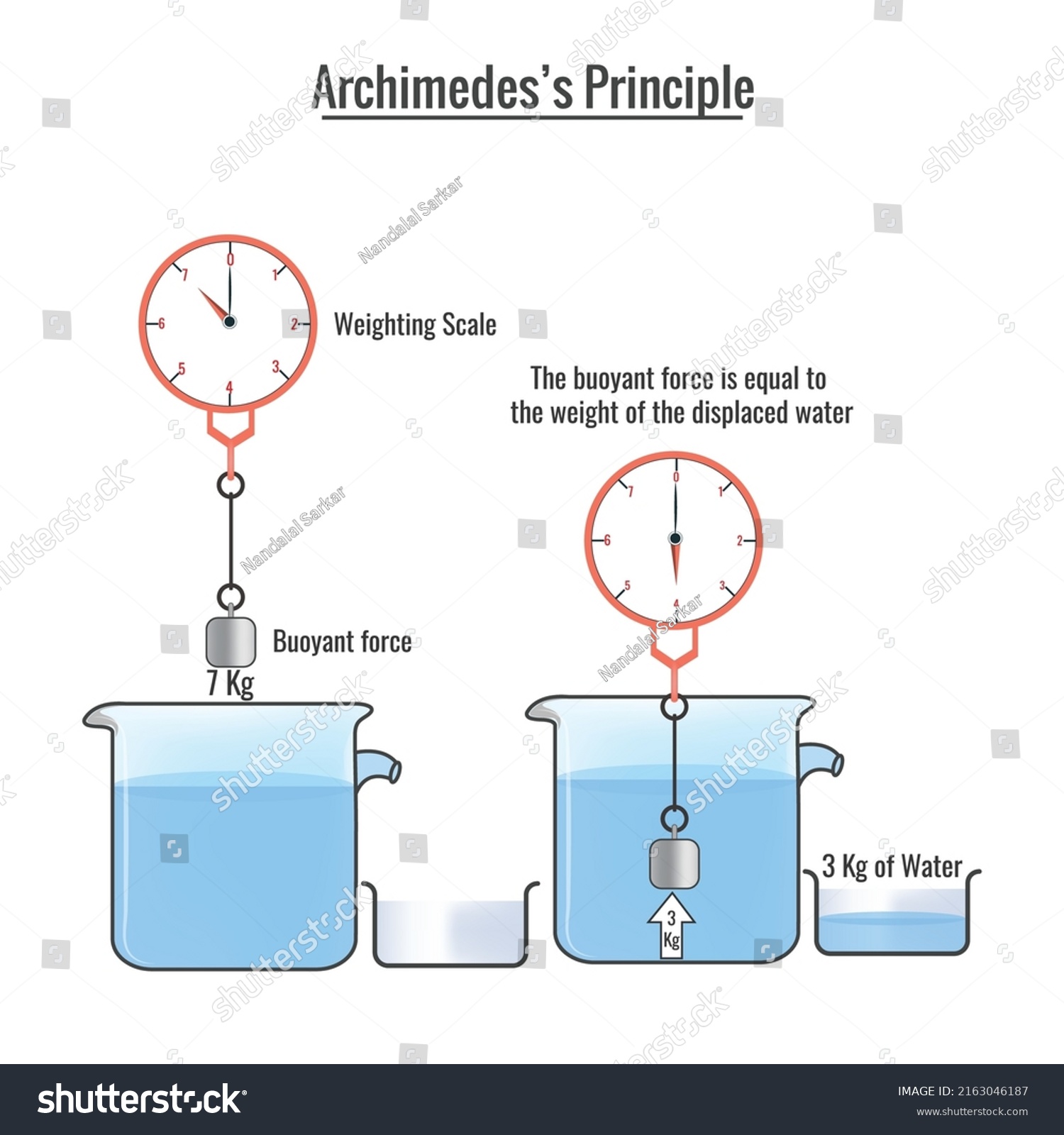 Archimedes Principle Buoyant Force Acting On Stock Vector (Royalty Free ...