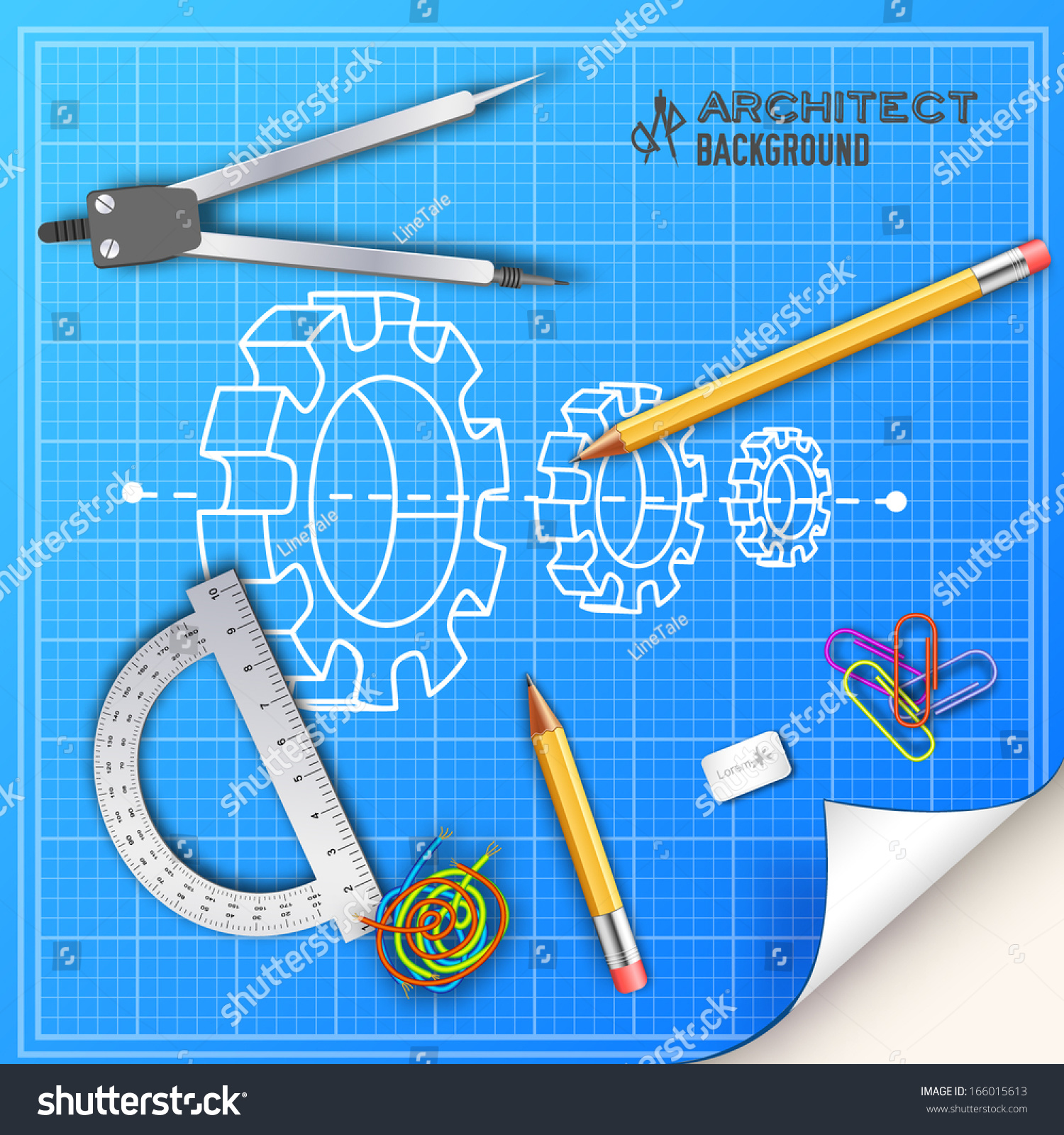 architect blueprint drawing engineering tools vector stock vector