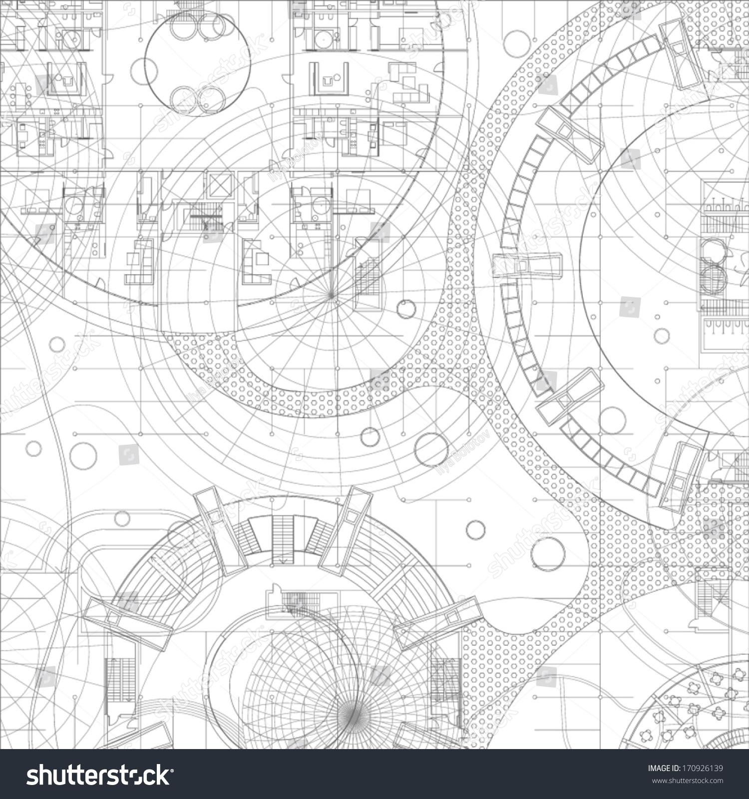 Architectural Blueprint Vector Drawing Background Stock