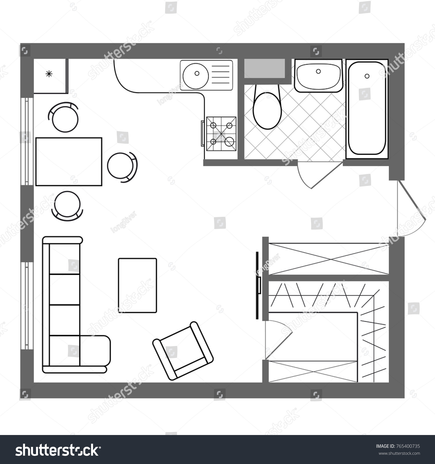 Architectural Plan House Professional Layout One Stock