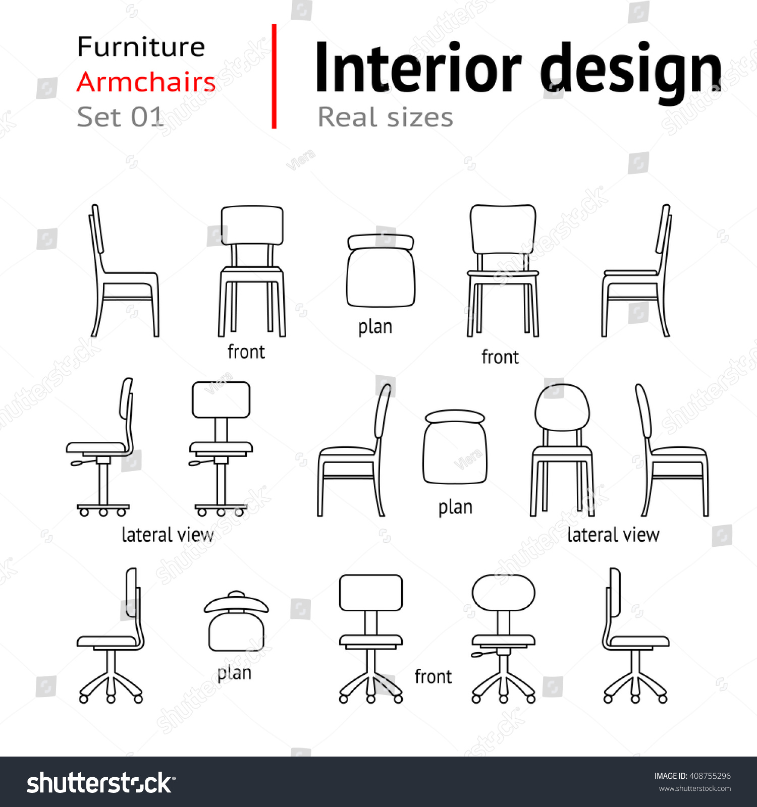 Architectural Thin Line Icons Set Furniture Stock Vector 408755296 ...