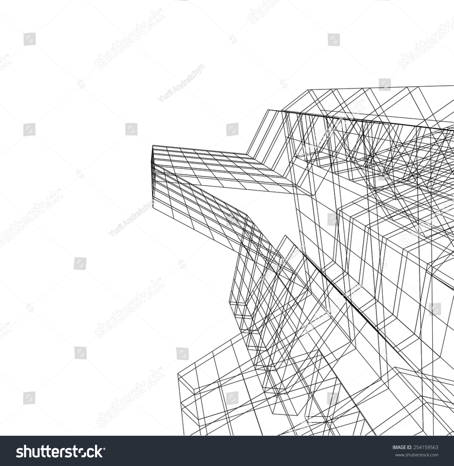 Architecture Building 3d Concept Sketch Stock Vector 254159563