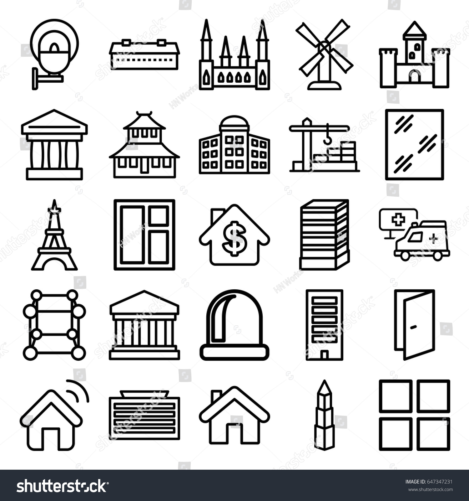 Architecture Icons Set Set 25 Architecture Stock Vector (Royalty Free ...