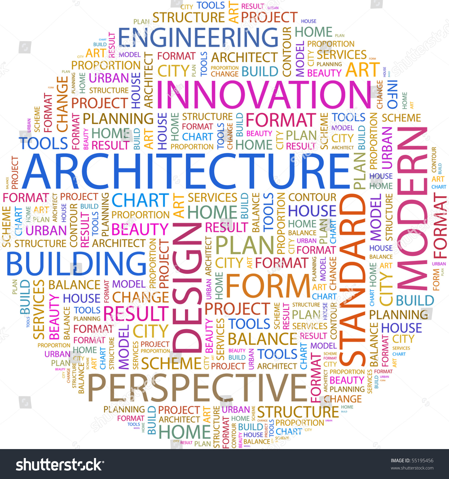 Architecture. Word Collage On White Background. Illustration With ...