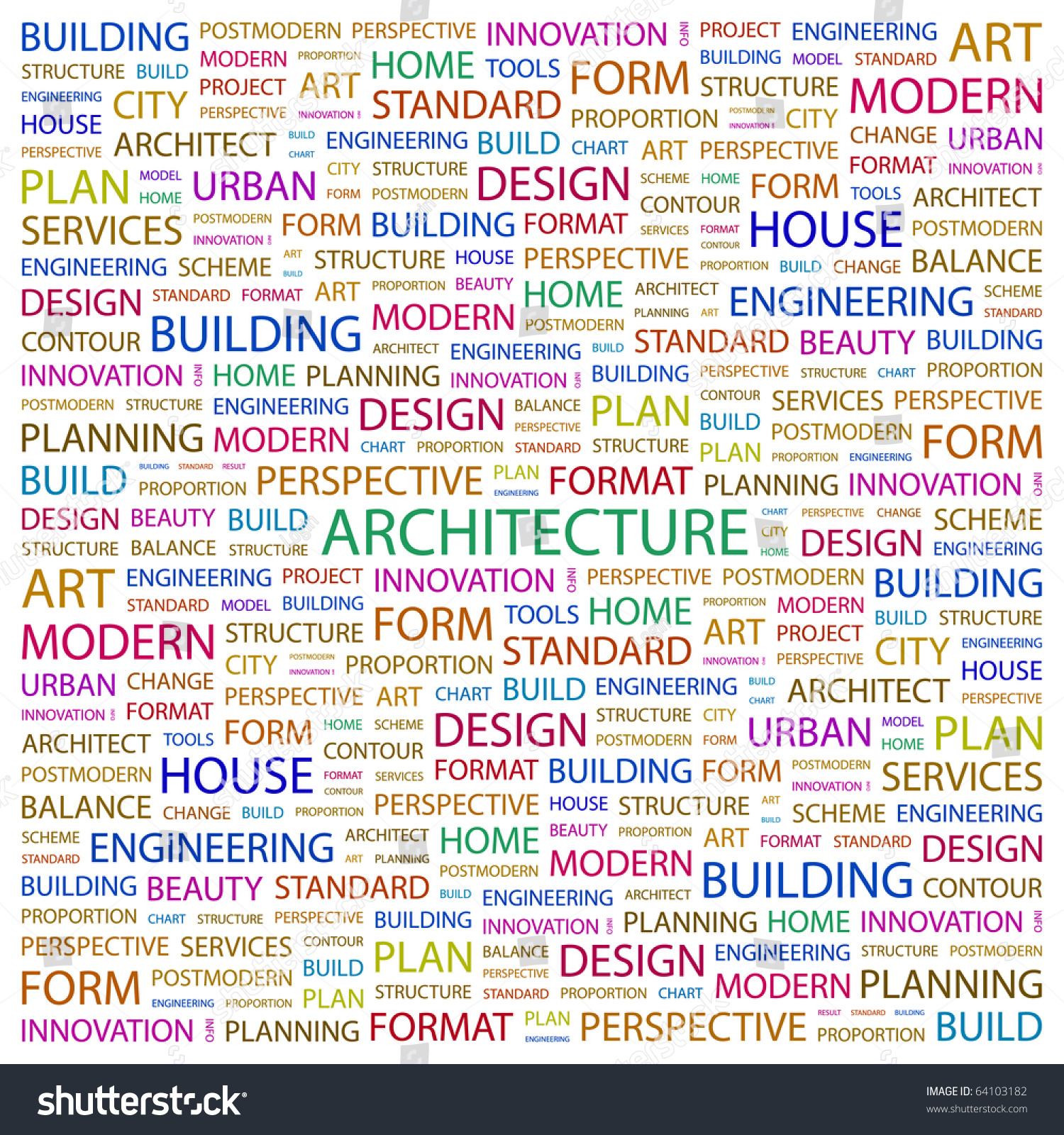 Architecture Word Collage On White Background Stock Vector (Royalty ...