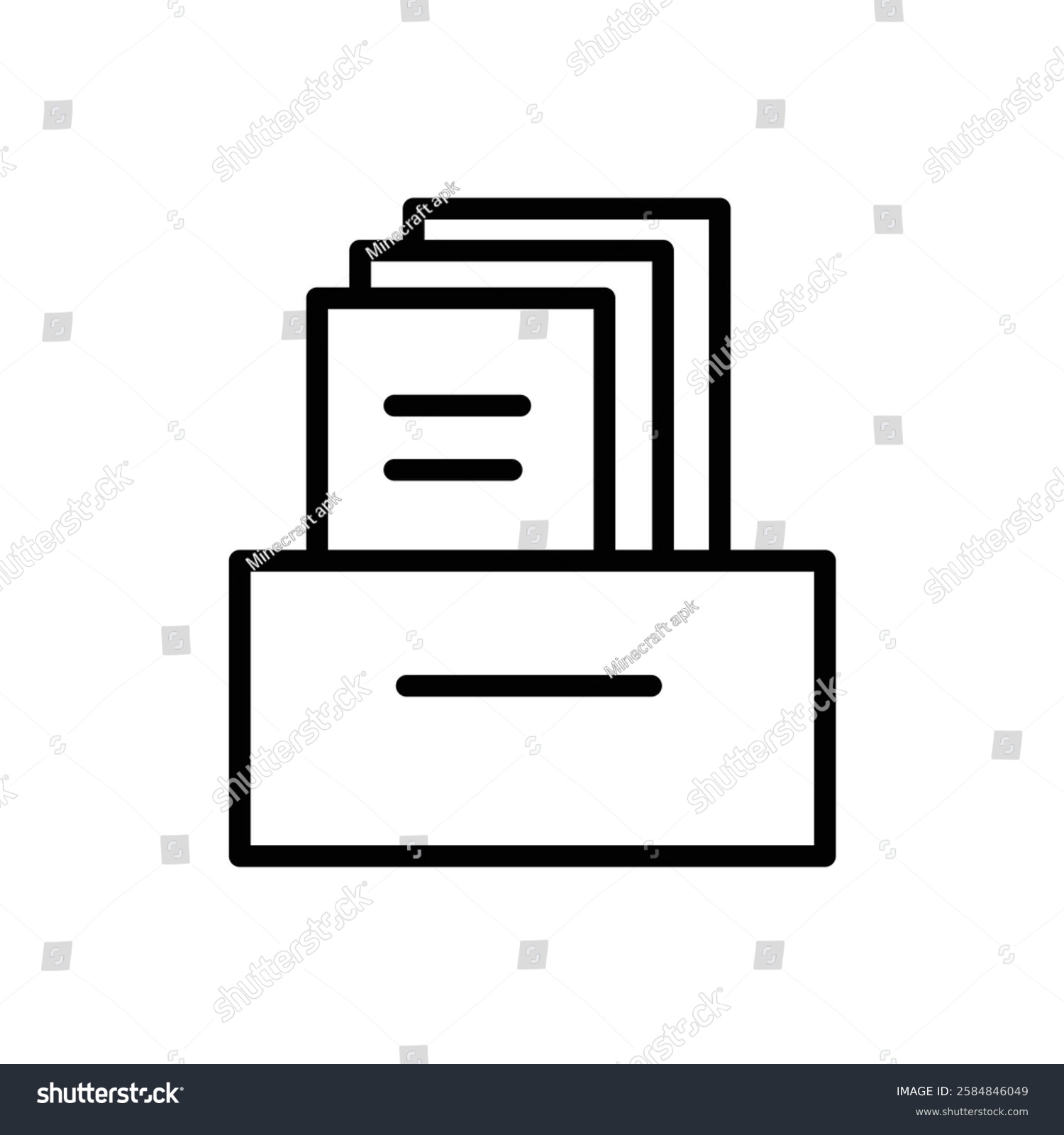 recommend clip art: Archival box with documents icon Thin line art isolated