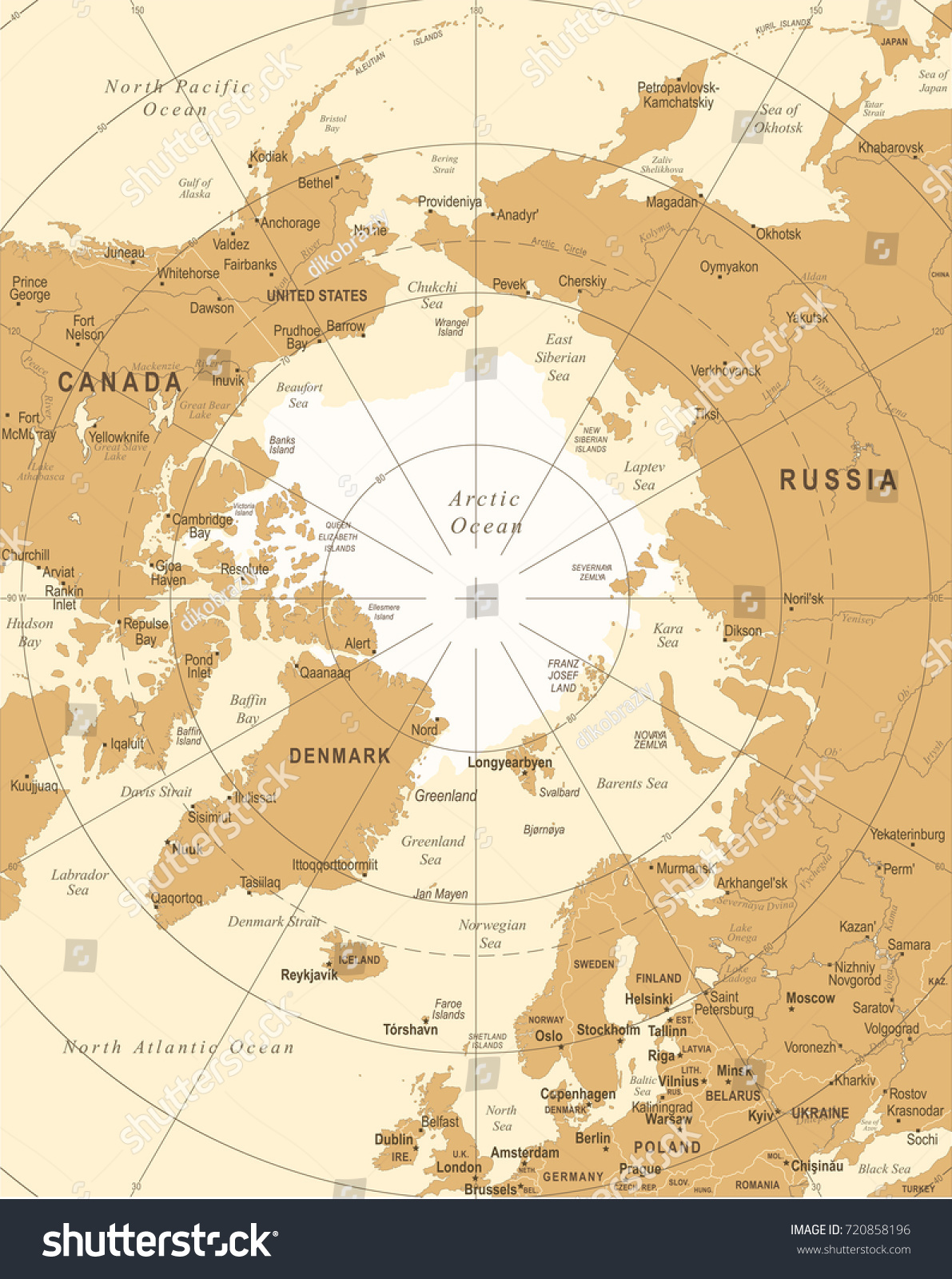 Arctic Region Map Vintage Detailed Vector Stock Vector (Royalty Free ...