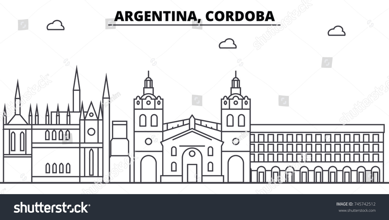 Argentina Cordoba Architecture Skyline Buildings Silhouette Stock ...