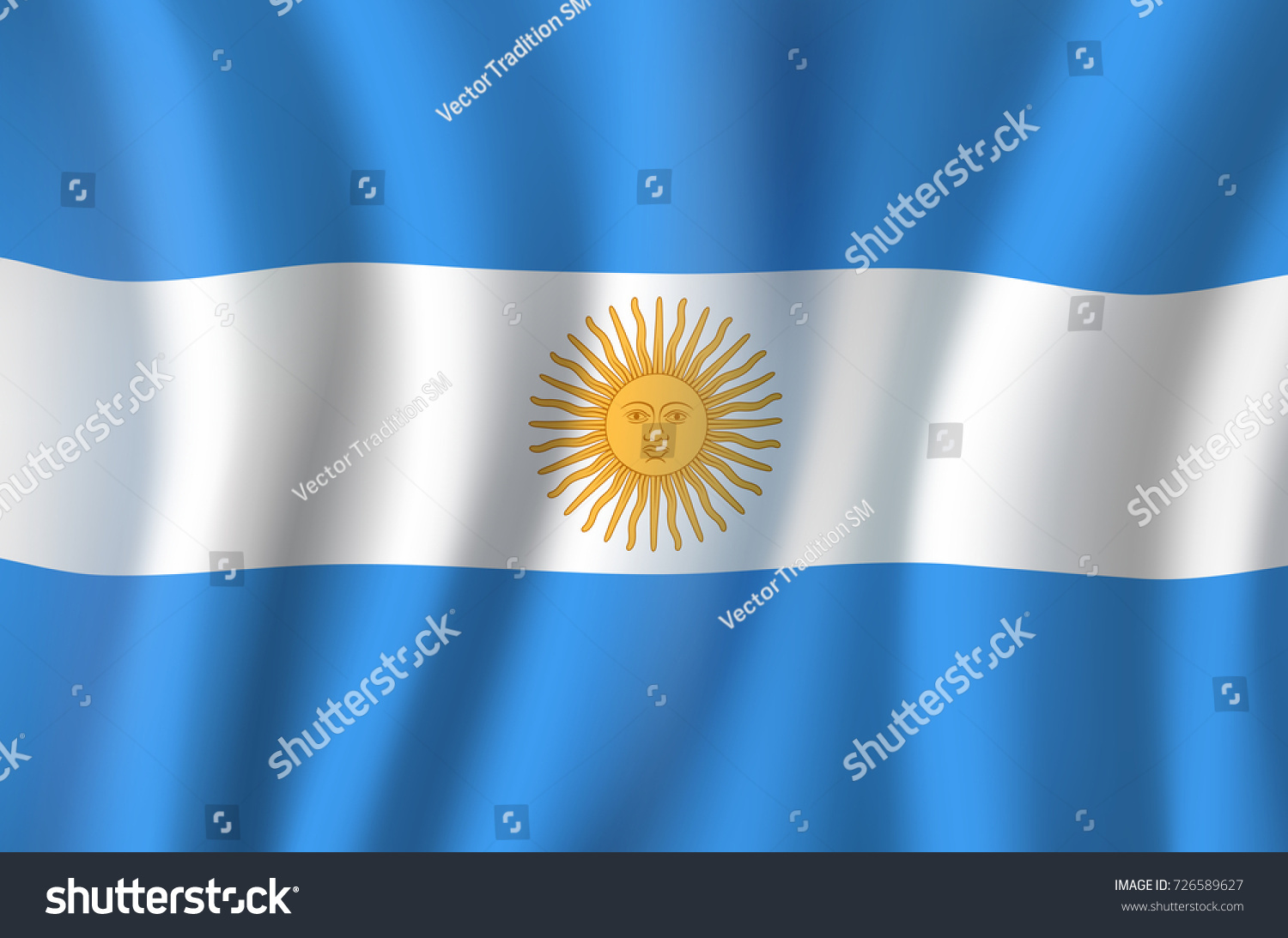 Argentina Flag 3d Background Blue White Stock Vector 726589627