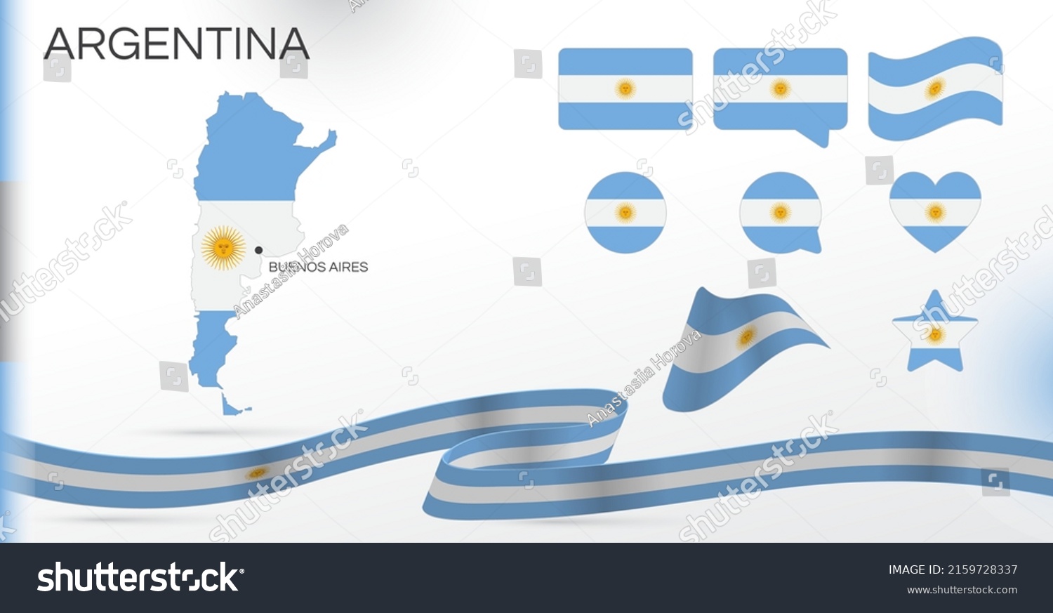 Argentina Flags Set Various Designs Map Stock Vector Royalty Free   Stock Vector Argentina Flags Set Various Designs Map And Capital City World Flags Vector Set Circle Icon 2159728337 