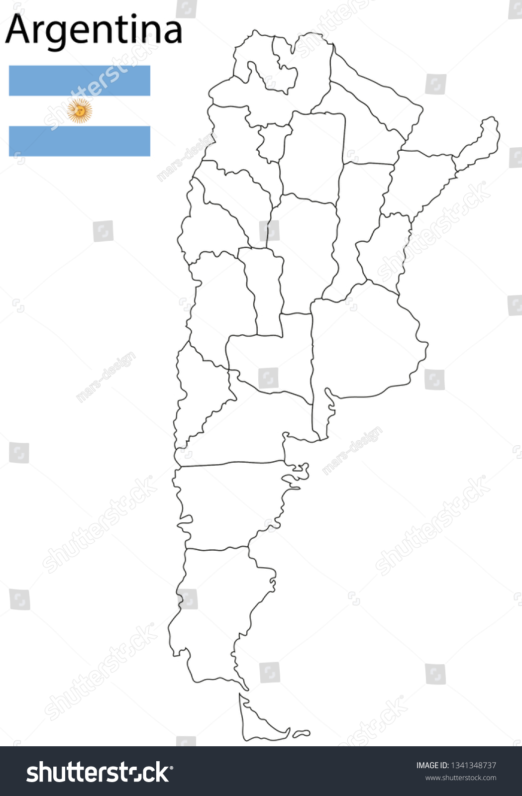 Argentina Map Vector Stock Vector (Royalty Free) 1341348737