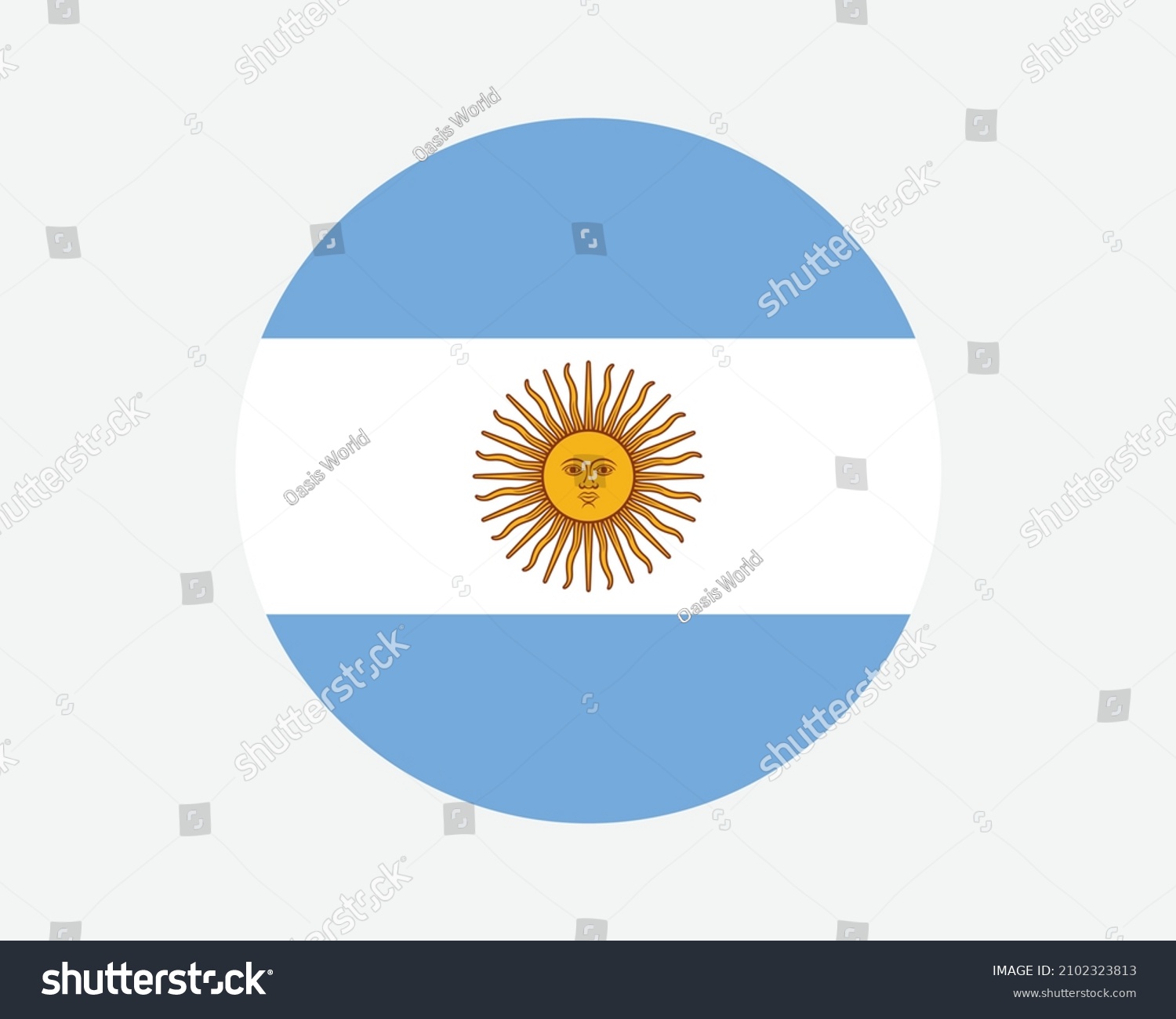 SVG of Argentina Round Country Flag. Circular Argentinian National Flag. Argentine Republic Circle Shape Button Banner. EPS Vector Illustration. svg