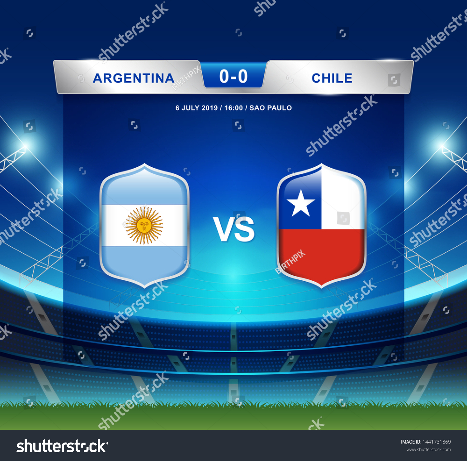 Argentina Vs Chile Scoreboard Broadcast Template Stock Vector Royalty Free 1441731869