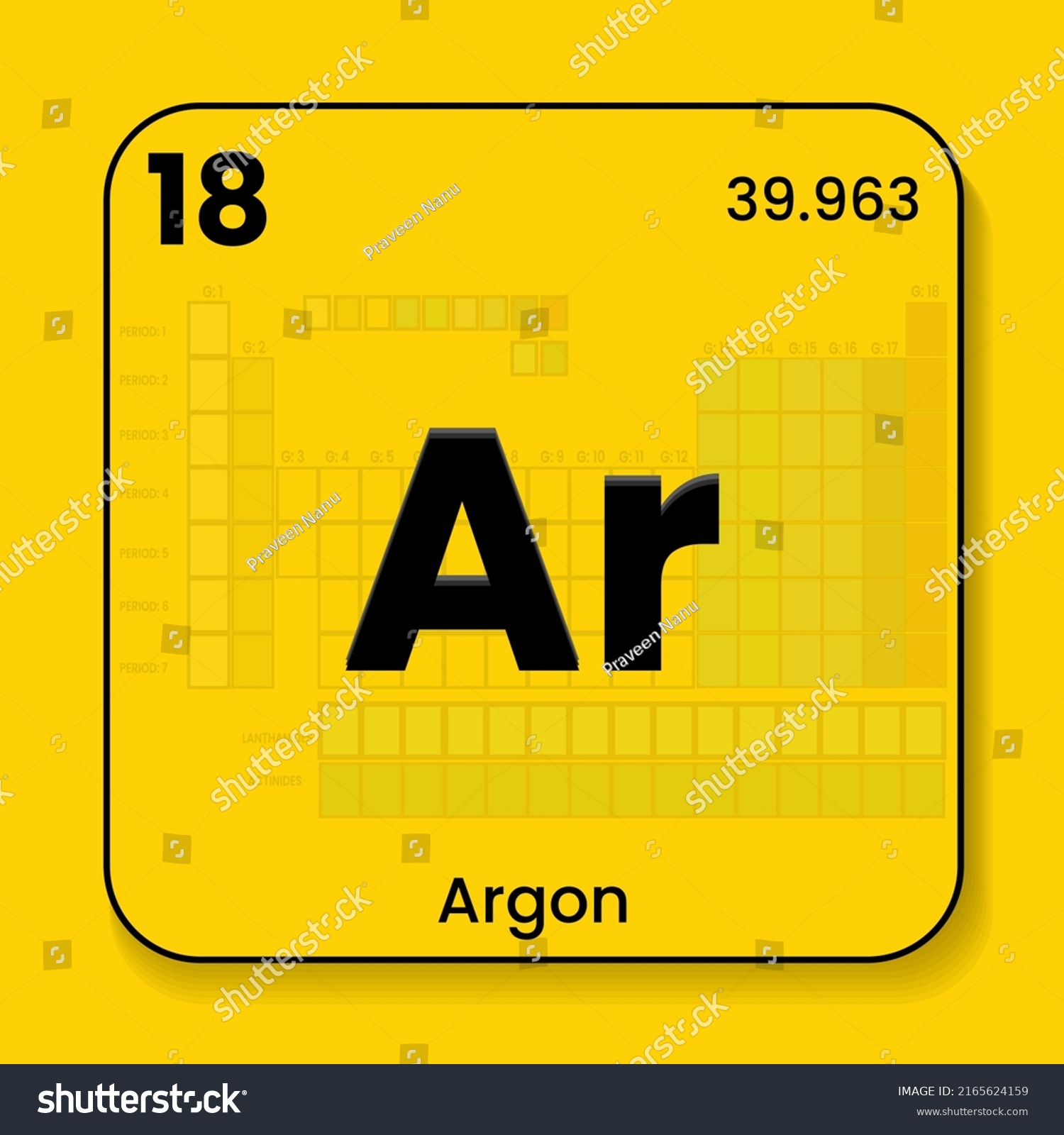 Argon Ar Periodic Table Elements Name Stock Vector (Royalty Free ...