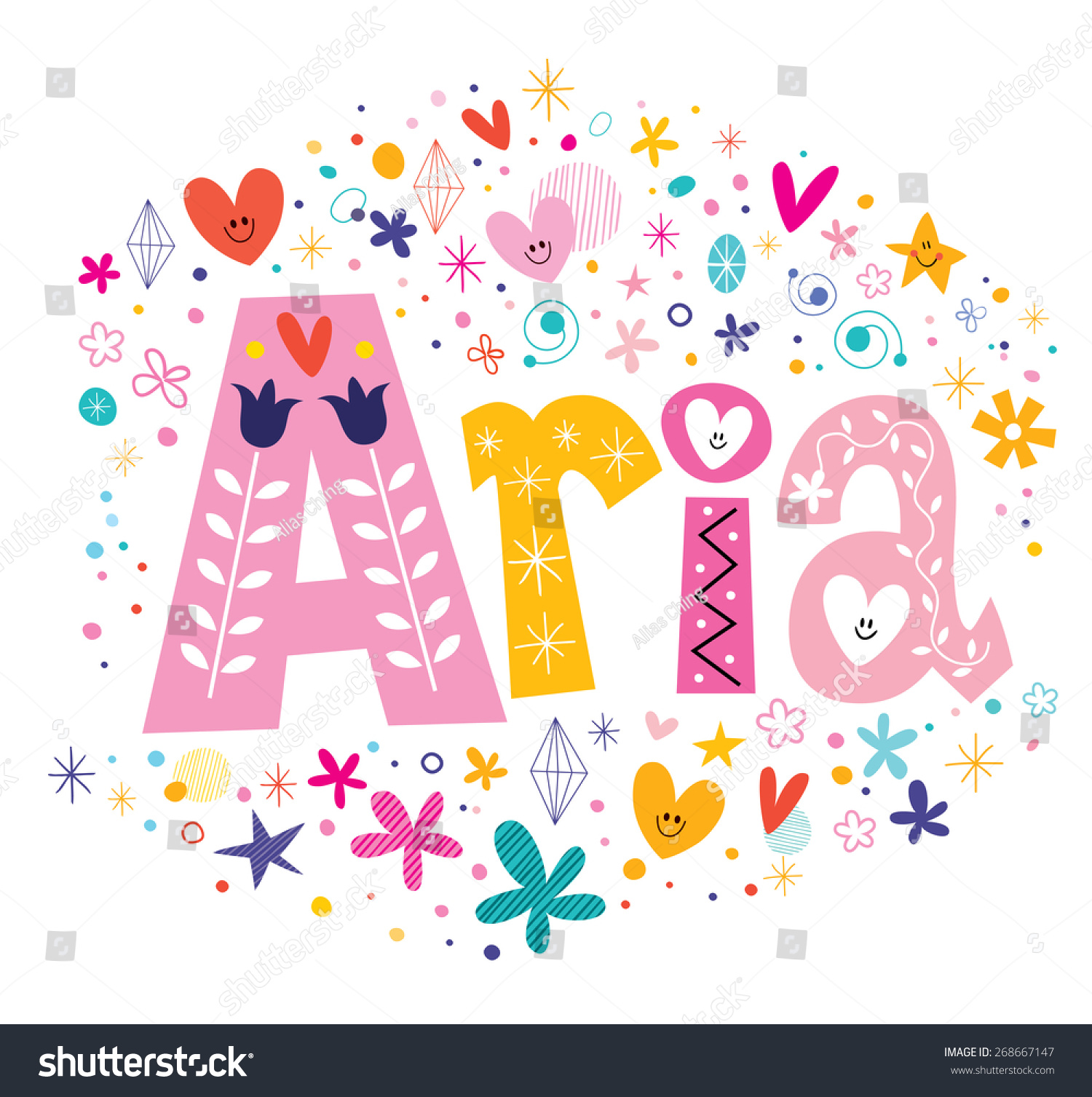 Aria Female Given Name Stock Vector (Royalty Free) 268667147