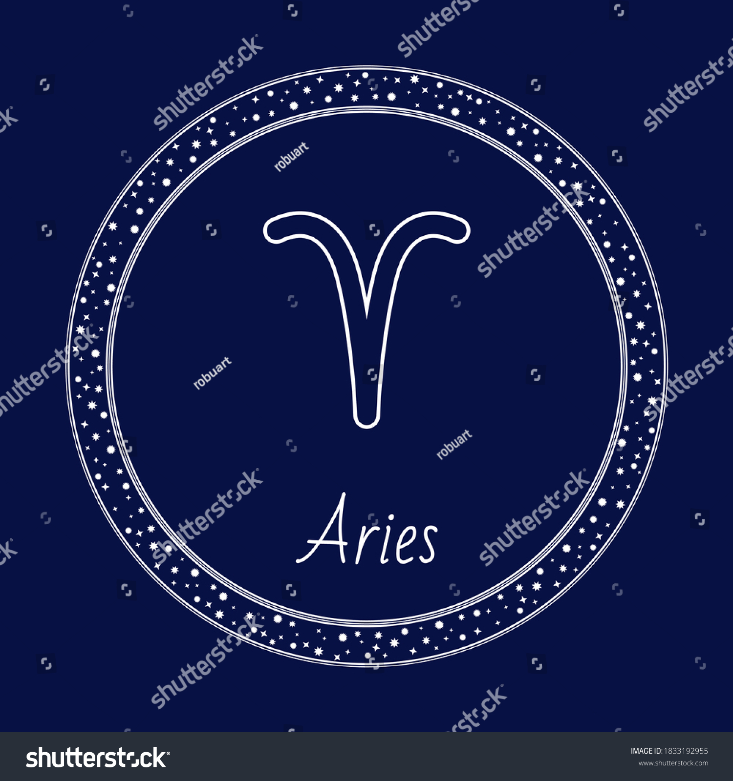 Aries Astrology Zodiac Horoscope Symbol Round Stock Vector (Royalty