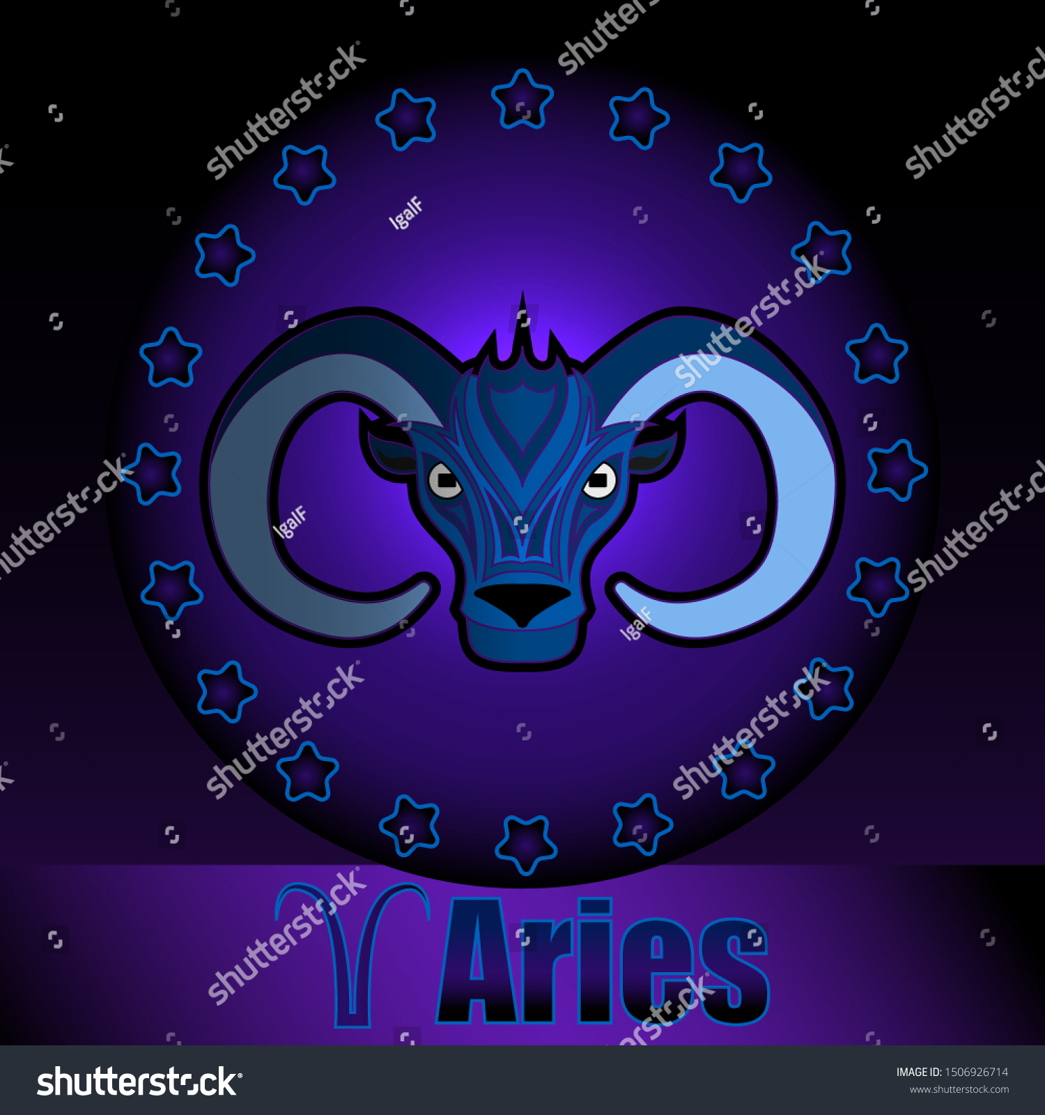 Aries Round Frame Stars Cartoon Illustration Stock Vector (Royalty Free ...