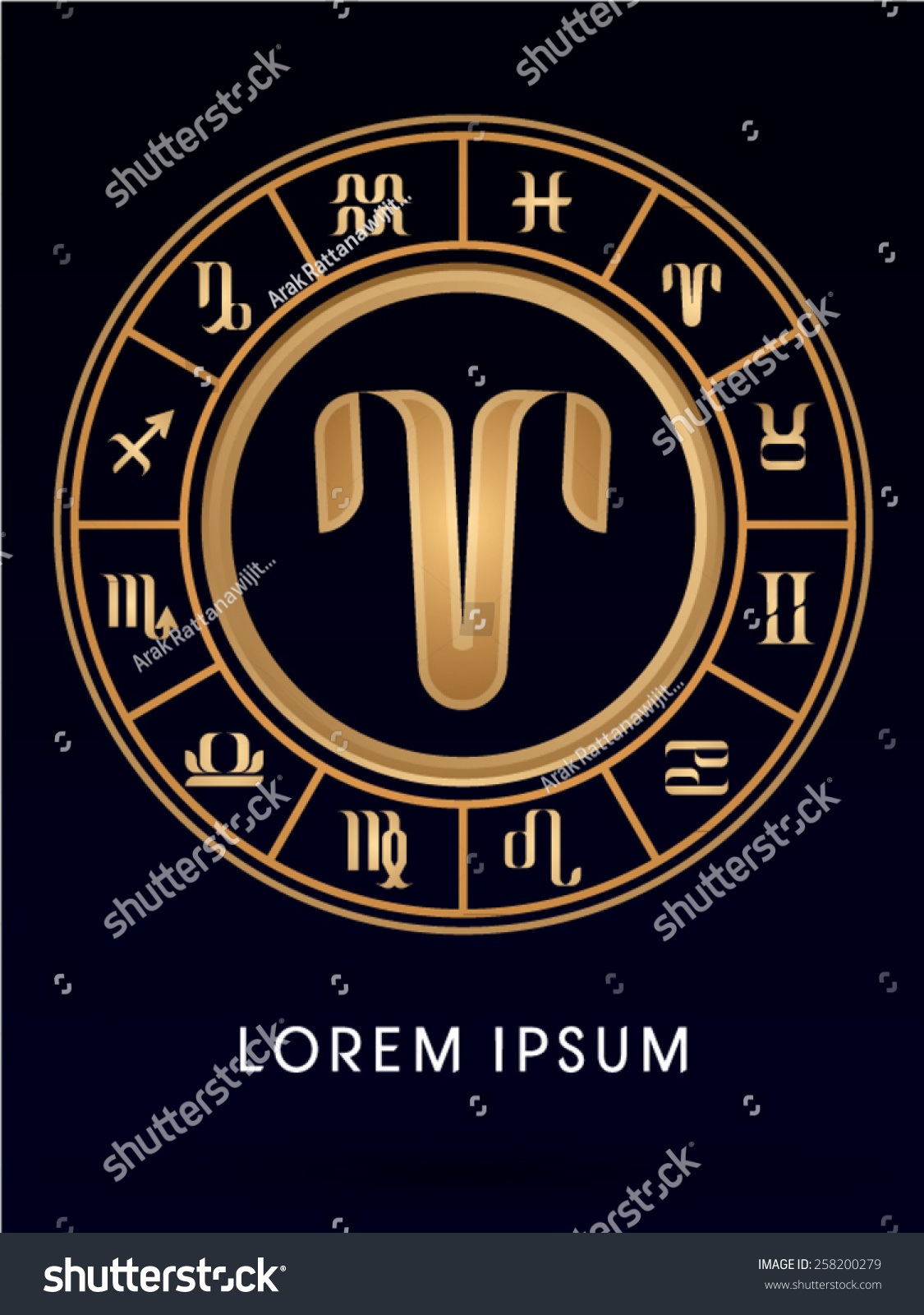 Aries Luxury 12 Zodiac Wheel Cycle Stock Vector (Royalty Free ...