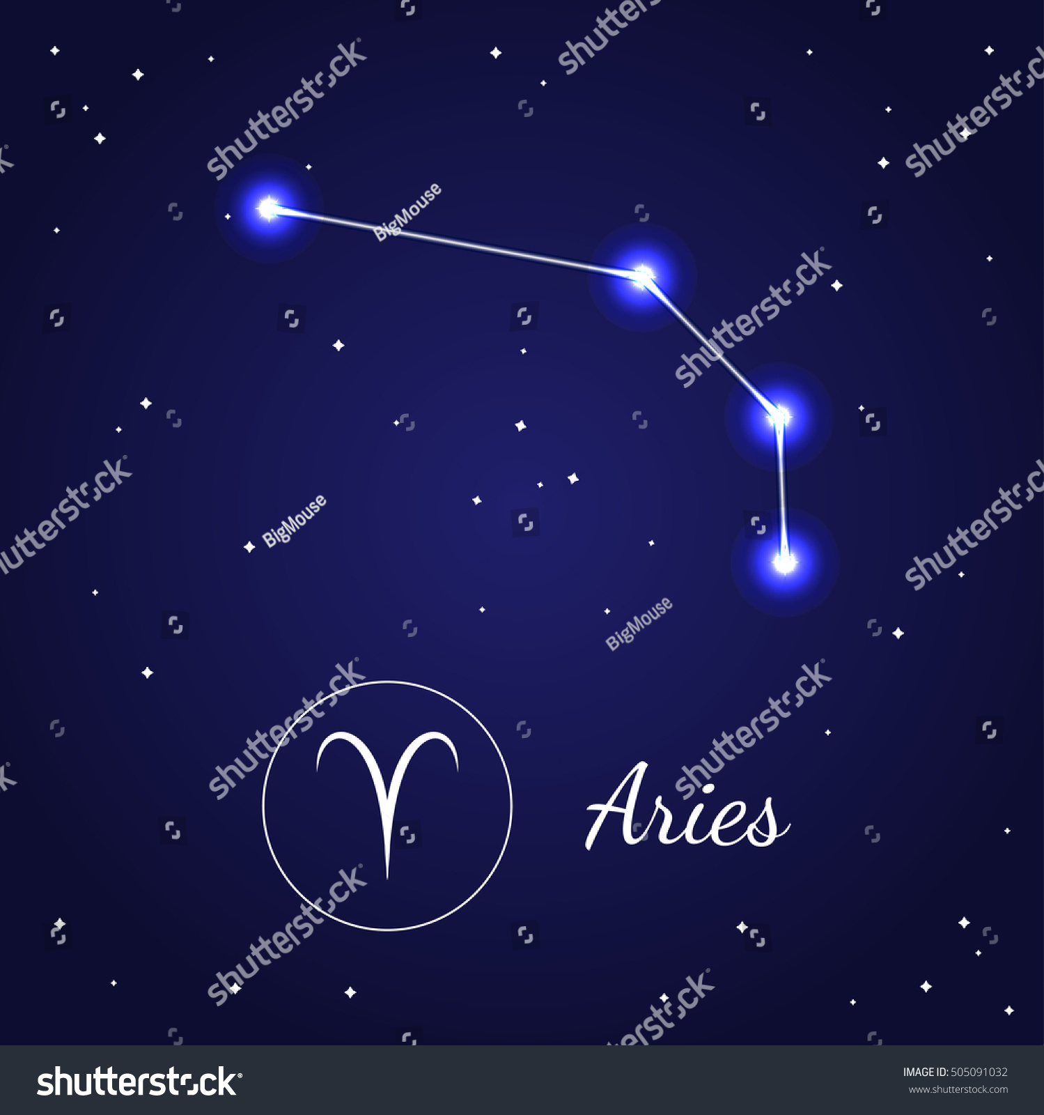 Aries Zodiac Sign Stars On Cosmic Stock Vector (Royalty Free) 505091032