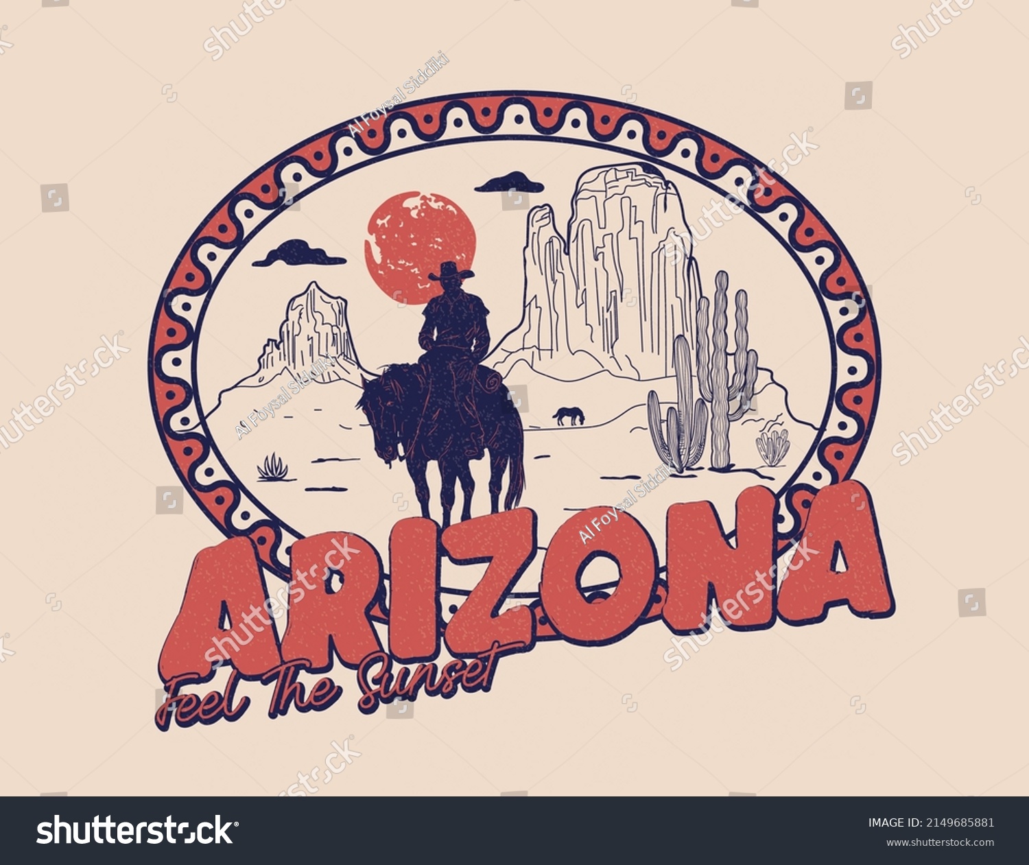 Arizona Desert Cowboy Typography Vector Design Stock Vector (Royalty ...