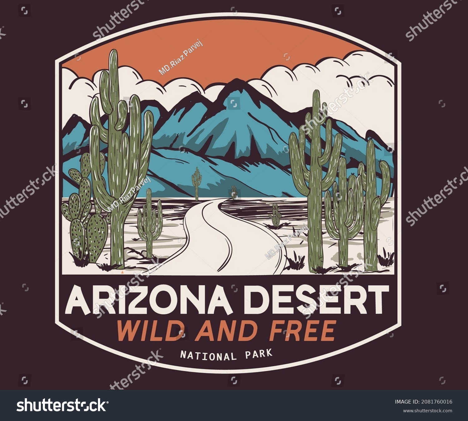 Arizona Desert Road Trip Vintage Vector Stock Vector (Royalty Free ...