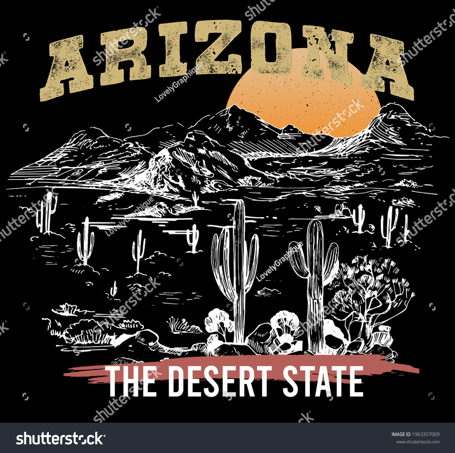 Arizona Desert Theme Vector Artwork Desert Stock Vector (Royalty Free ...