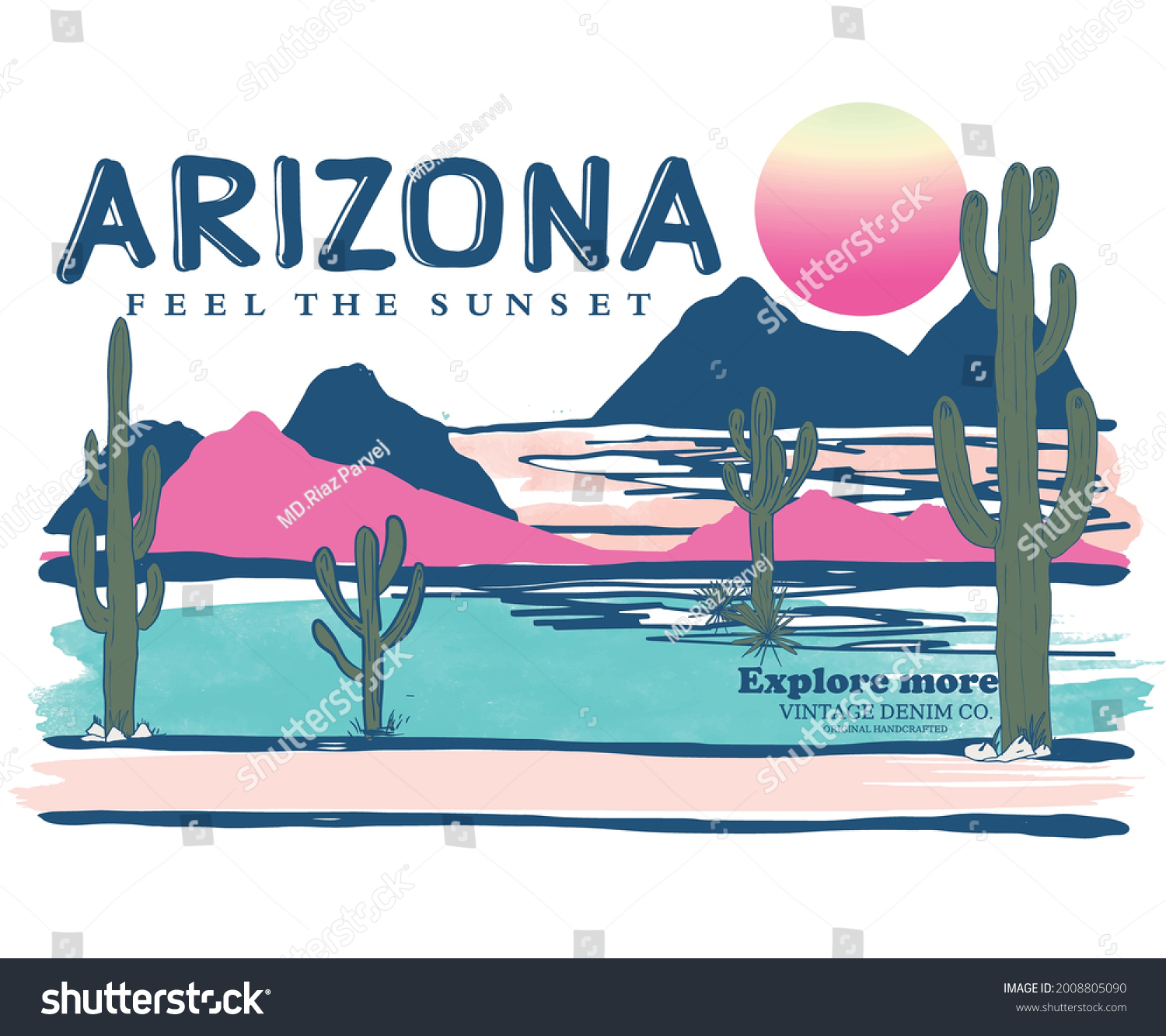 Arizona Landscape Hand Drawing Sketch Desert Stock Vector (Royalty Free ...